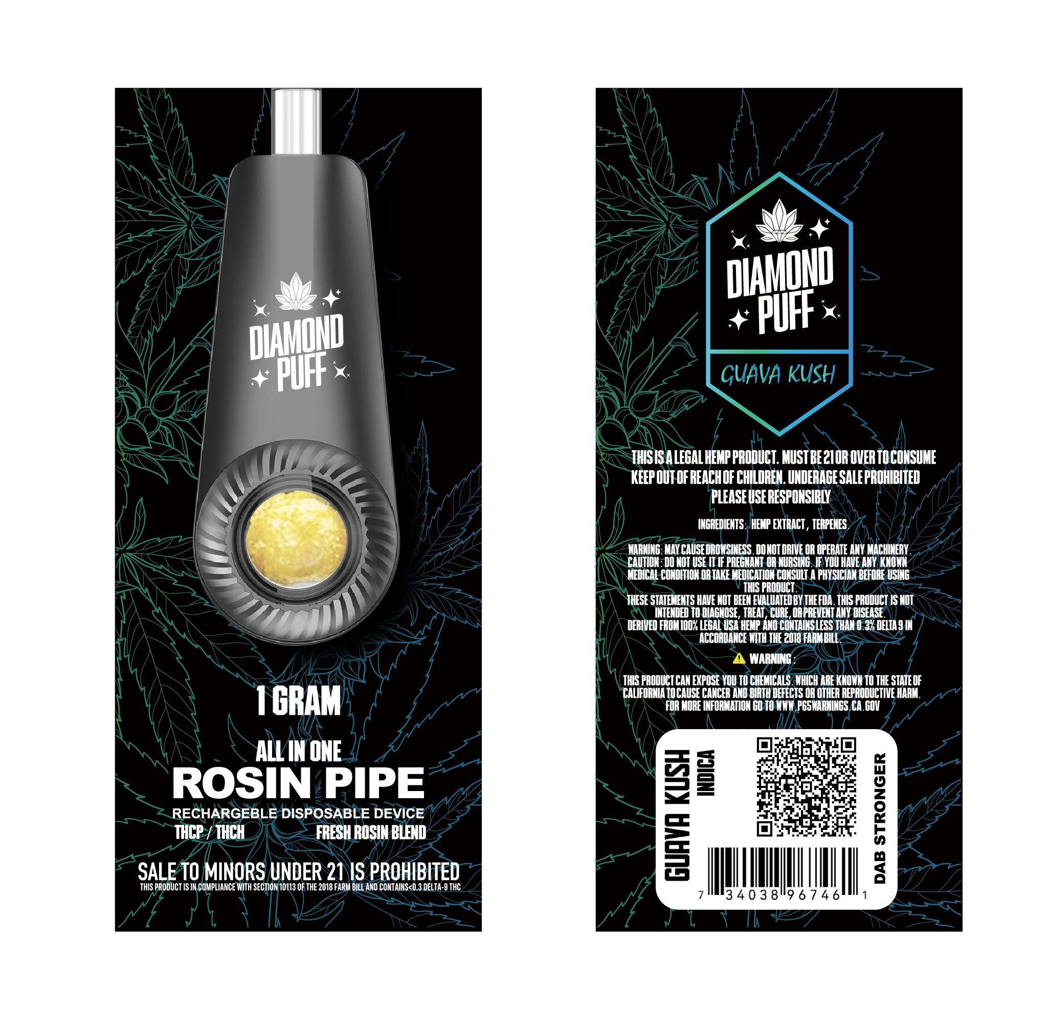 PH Rosin Ultra Dab-Guava Kush- Disposable Rosin Pipe