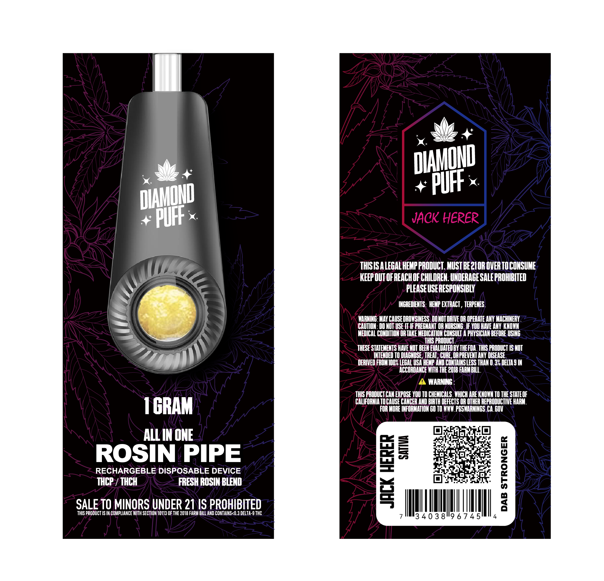 PH Rosin Ultra Dab-Jack Herer - Disposable Rosin Pipe