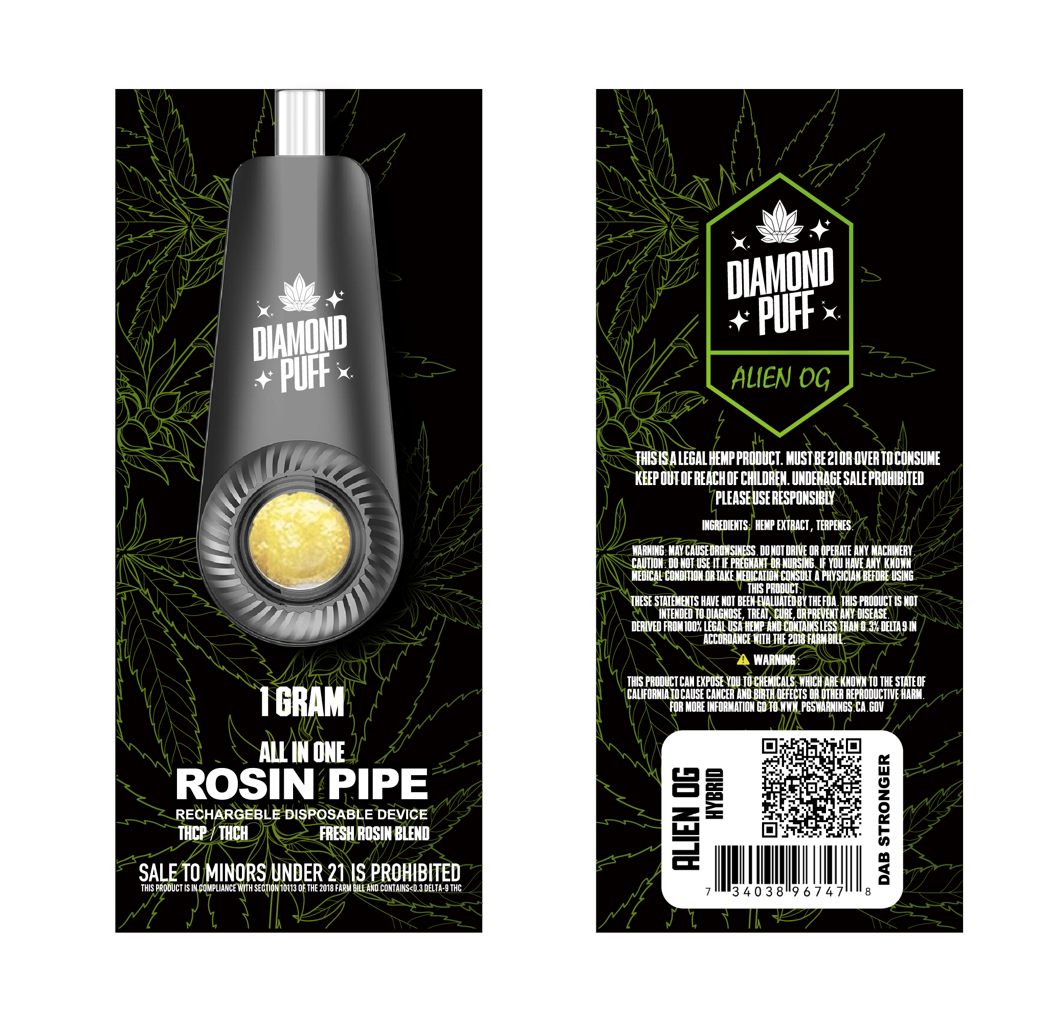 PH Rosin Ultra Dab-Alien OG-Disposable Rosin Pipe