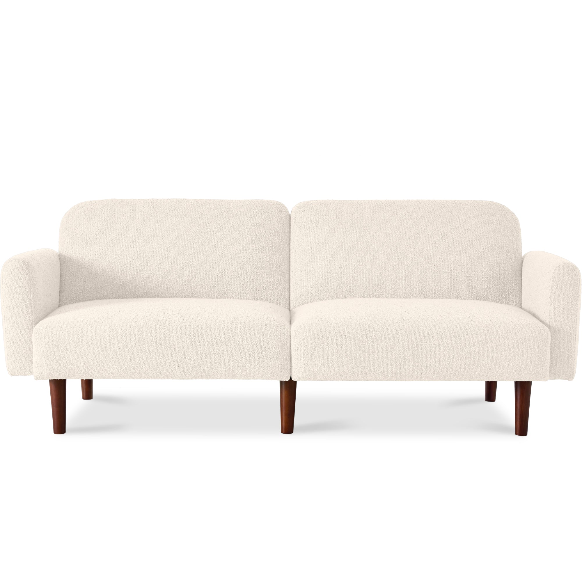 Curved Convertible Futon, Boucle Fabric Split-Back Sleeper Bed