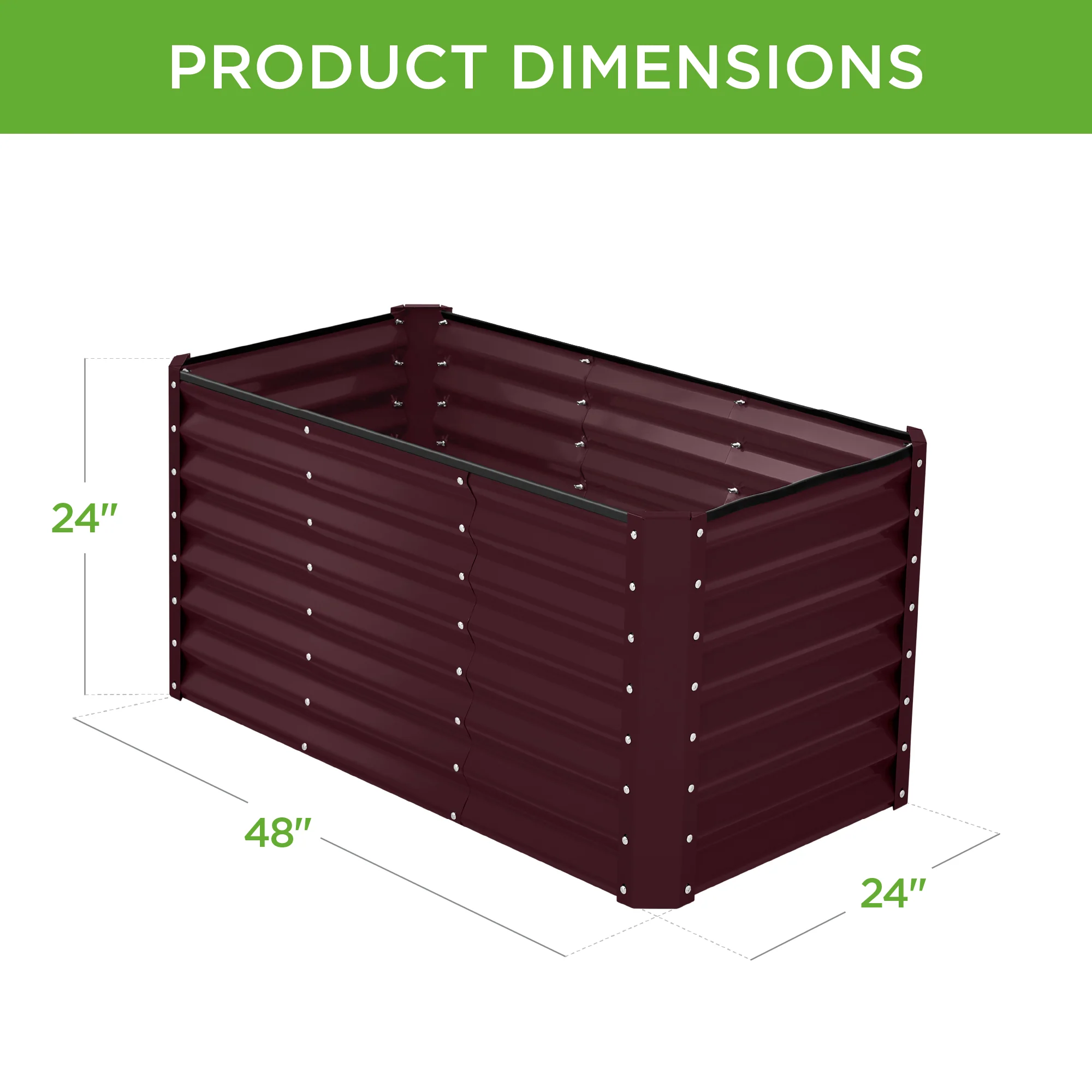 Outdoor Metal Raised Garden Bed for Vegetables, Flowers, Herbs - 4x2x2ft