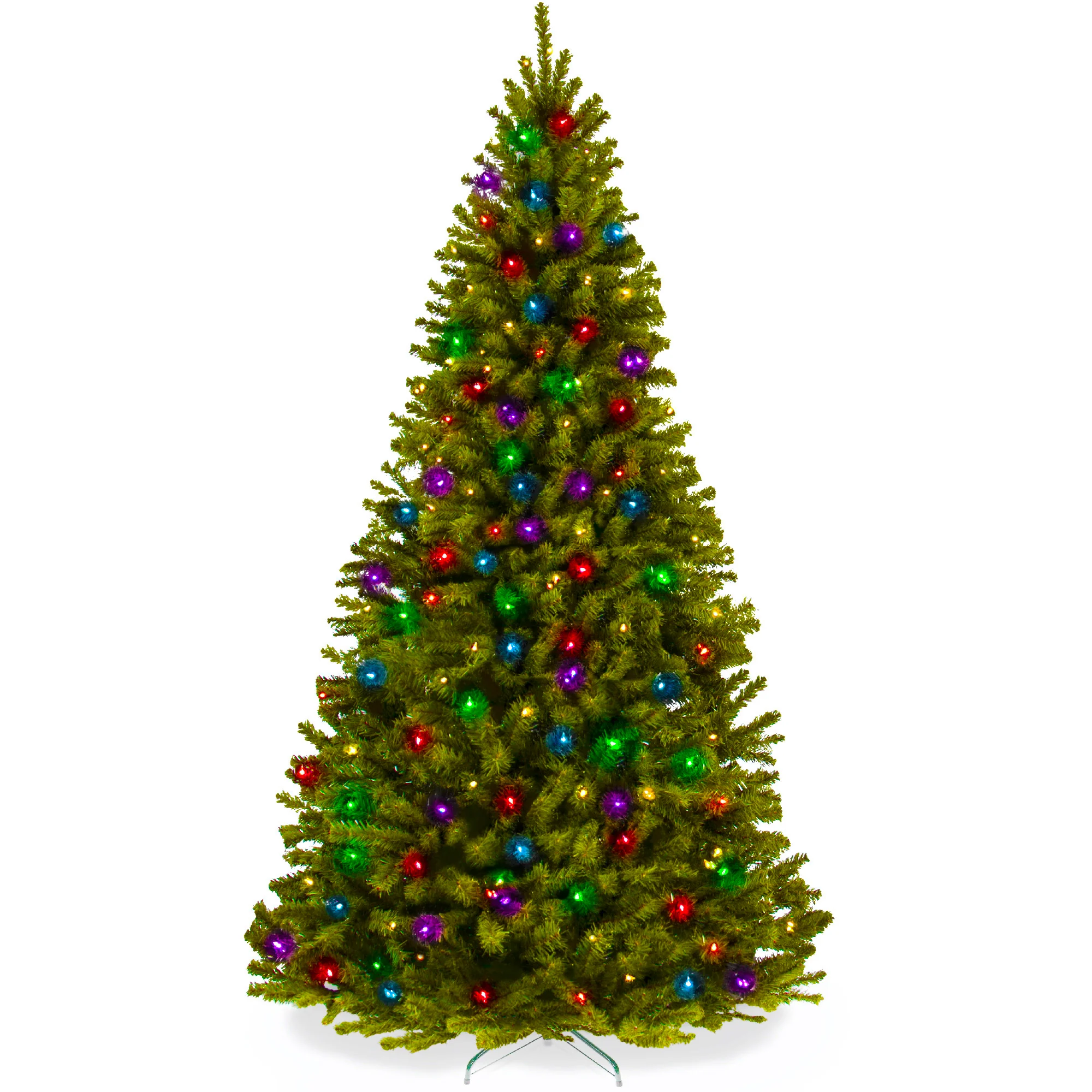 Pre-Lit Artificial Spruce Christmas Tree w/ Multicolored LED Lights