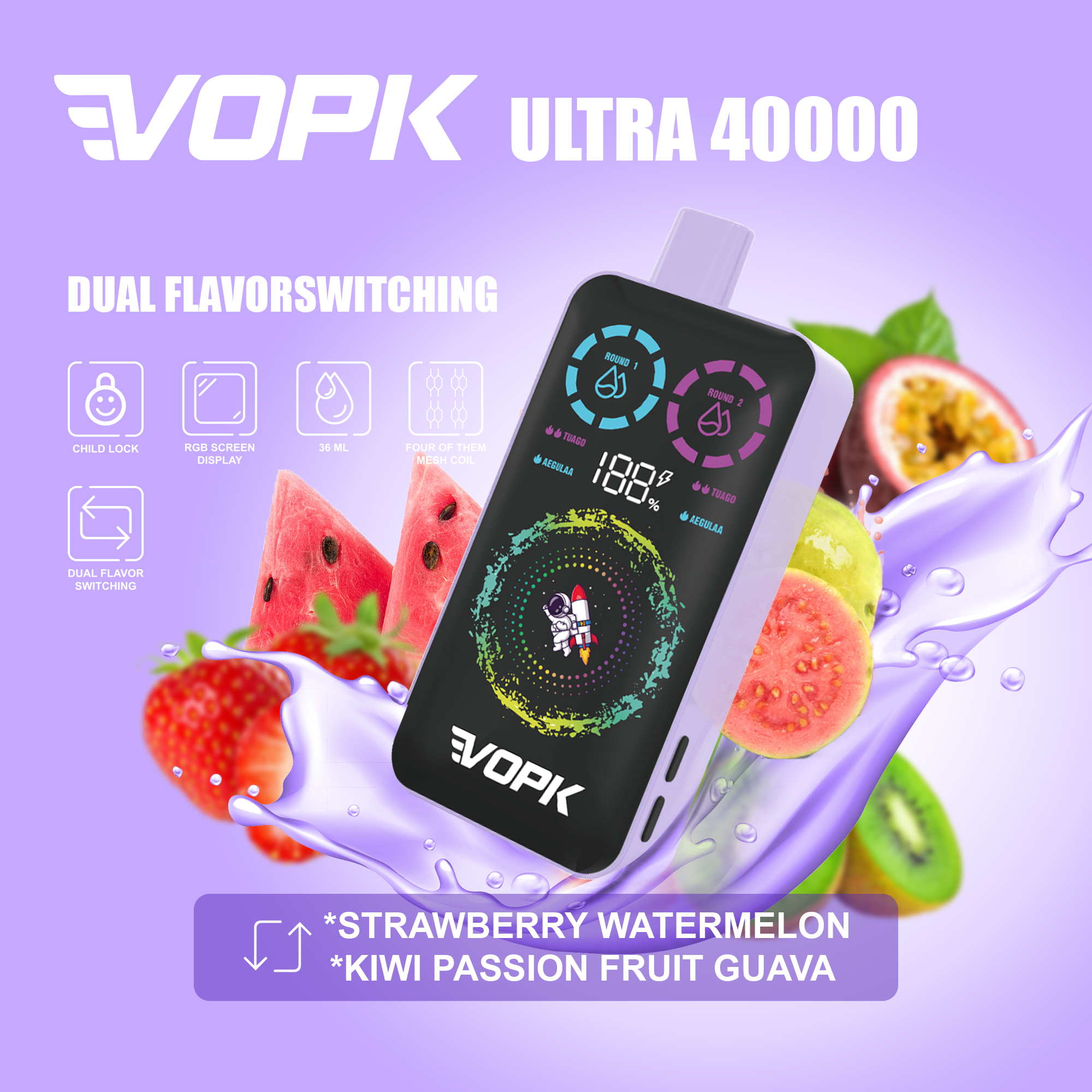 🌟Dual flavor switching🌟AIVONO VOPK Ultra Einweg-Vape mit 40.000 Zügen (5 % Nikotingehalt)