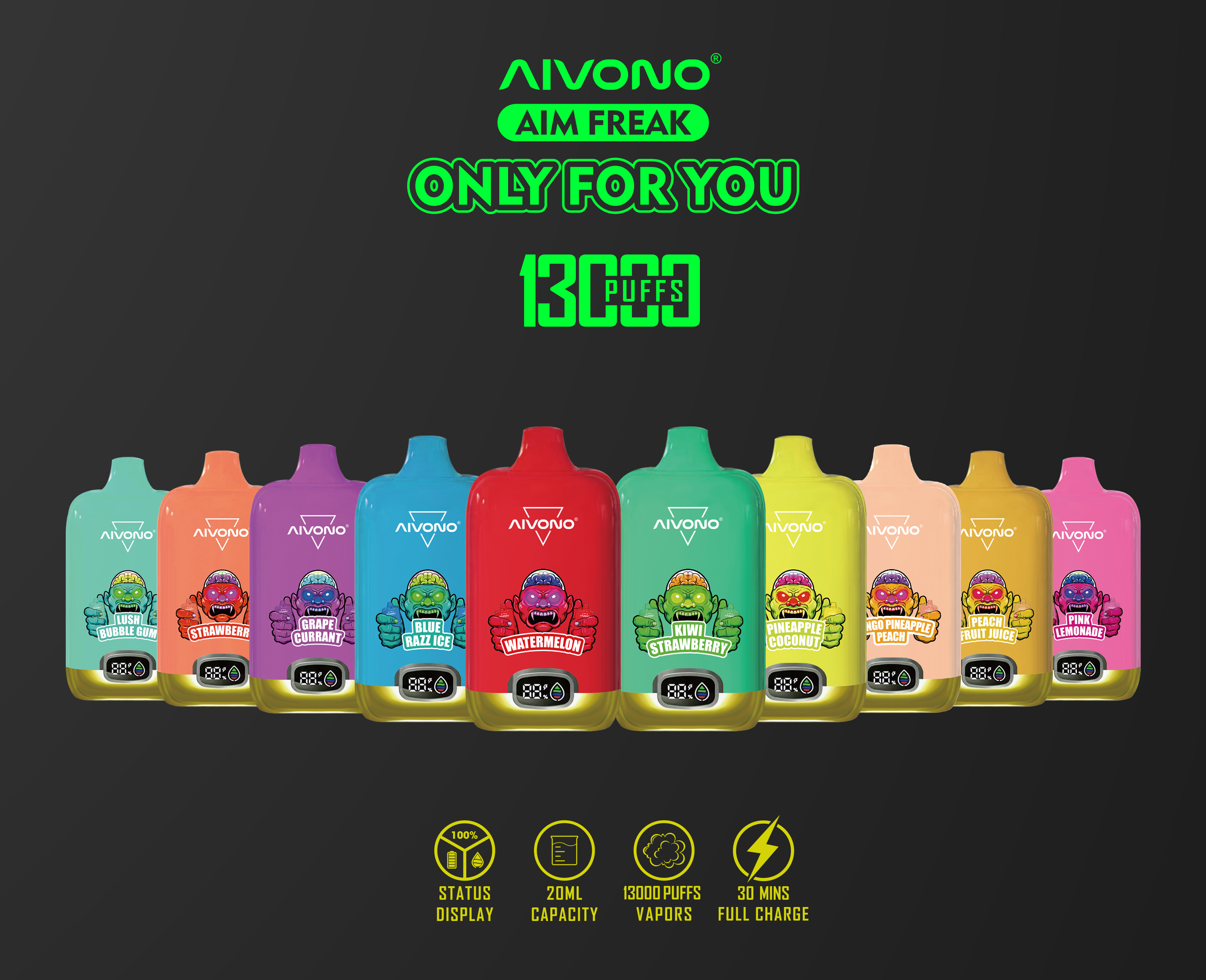 🔥Nr. 1 im Vertrieb🔥AIVONO Aim Freak (xtia) 13000 Züge Einweg-Vape(5 % Nikotingehalt)