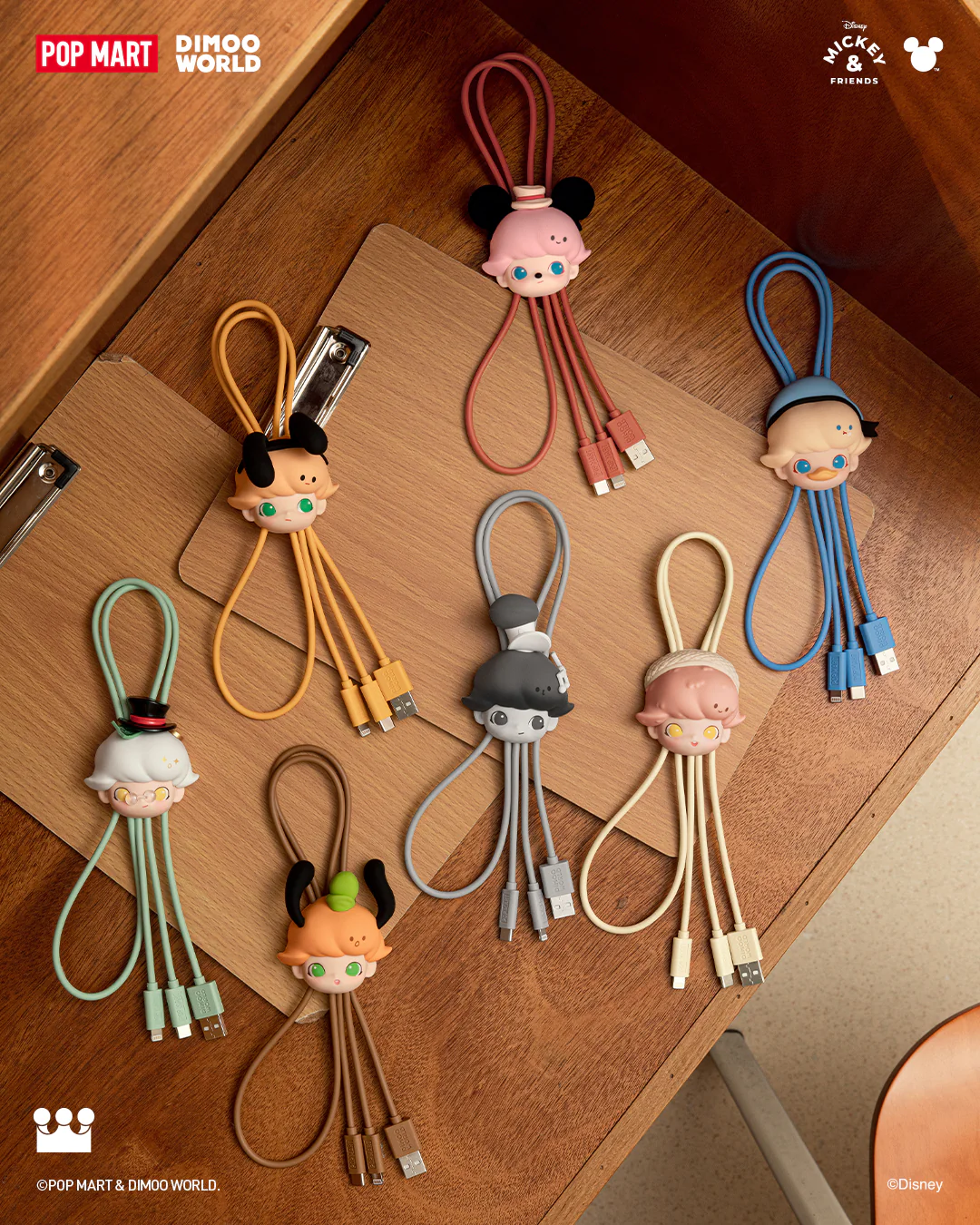POP MART DIMOO WORLD × DISNEY Series-2 in 1 Cable Blind Box