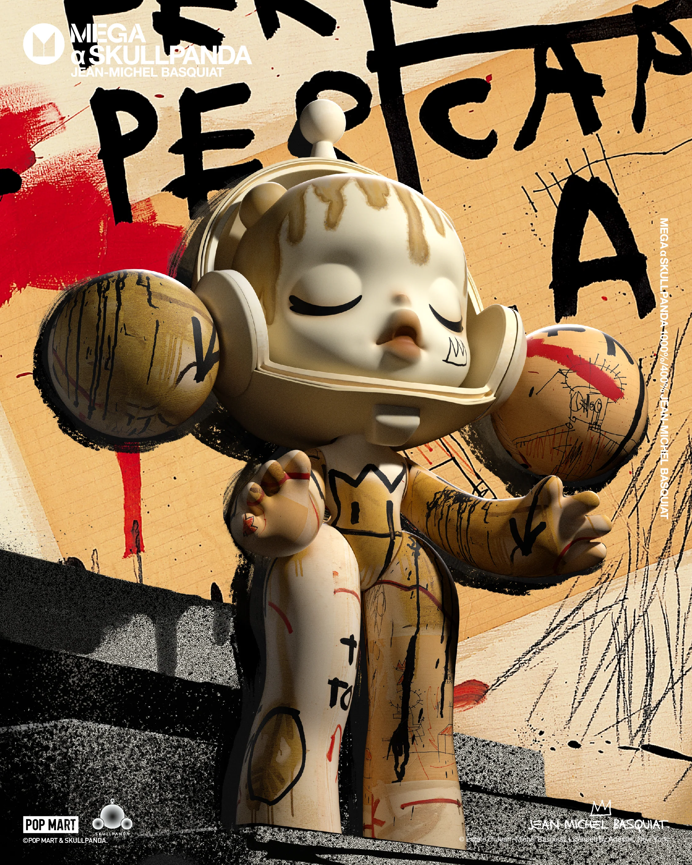 MEGA α SKULLPANDA 400% JEAN-MICHEL BASQUIAT