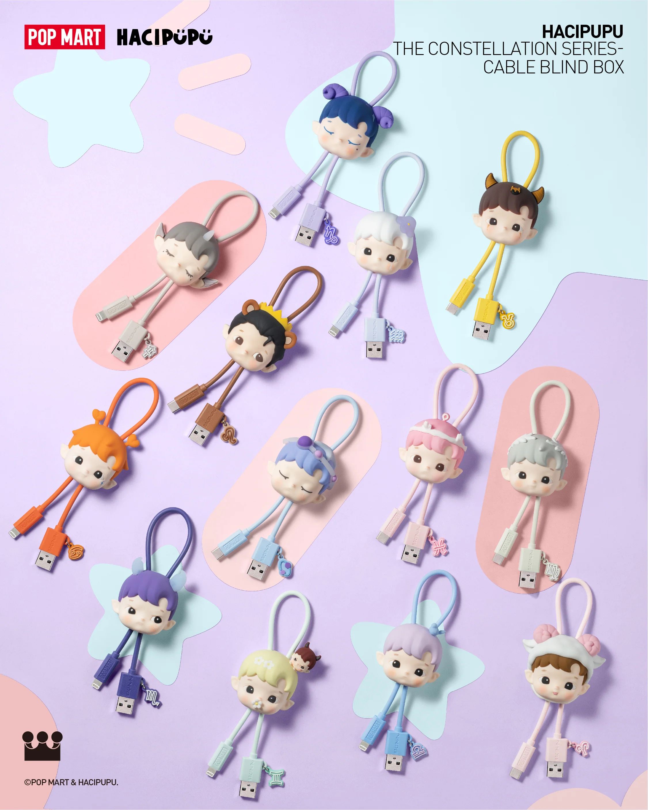 POP MART HACIPUPU The Constellation Series-Cable Blind Box (Type-C)
