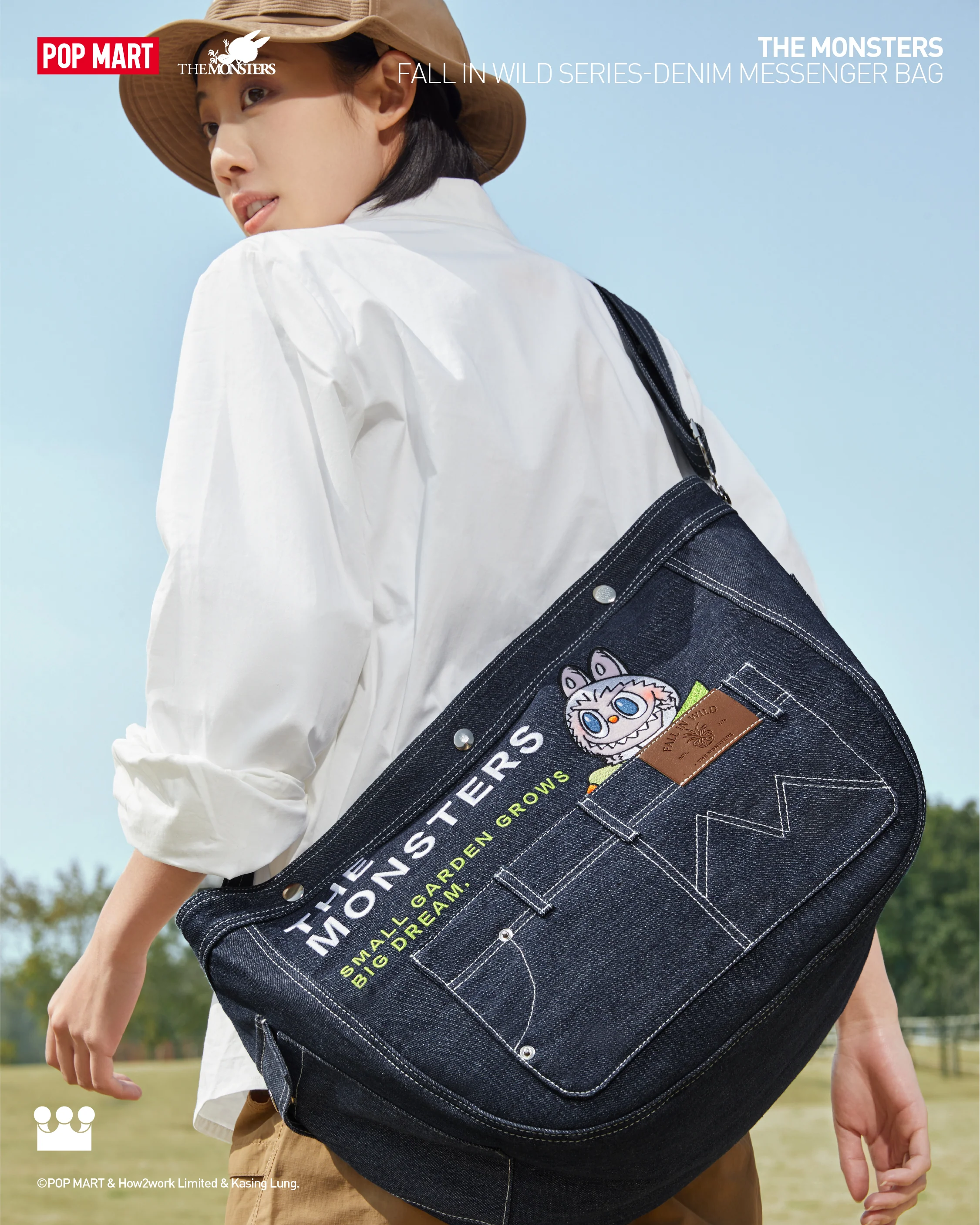 POP MART The Monsters Fall In Wild Series - Denim Messenger Bag