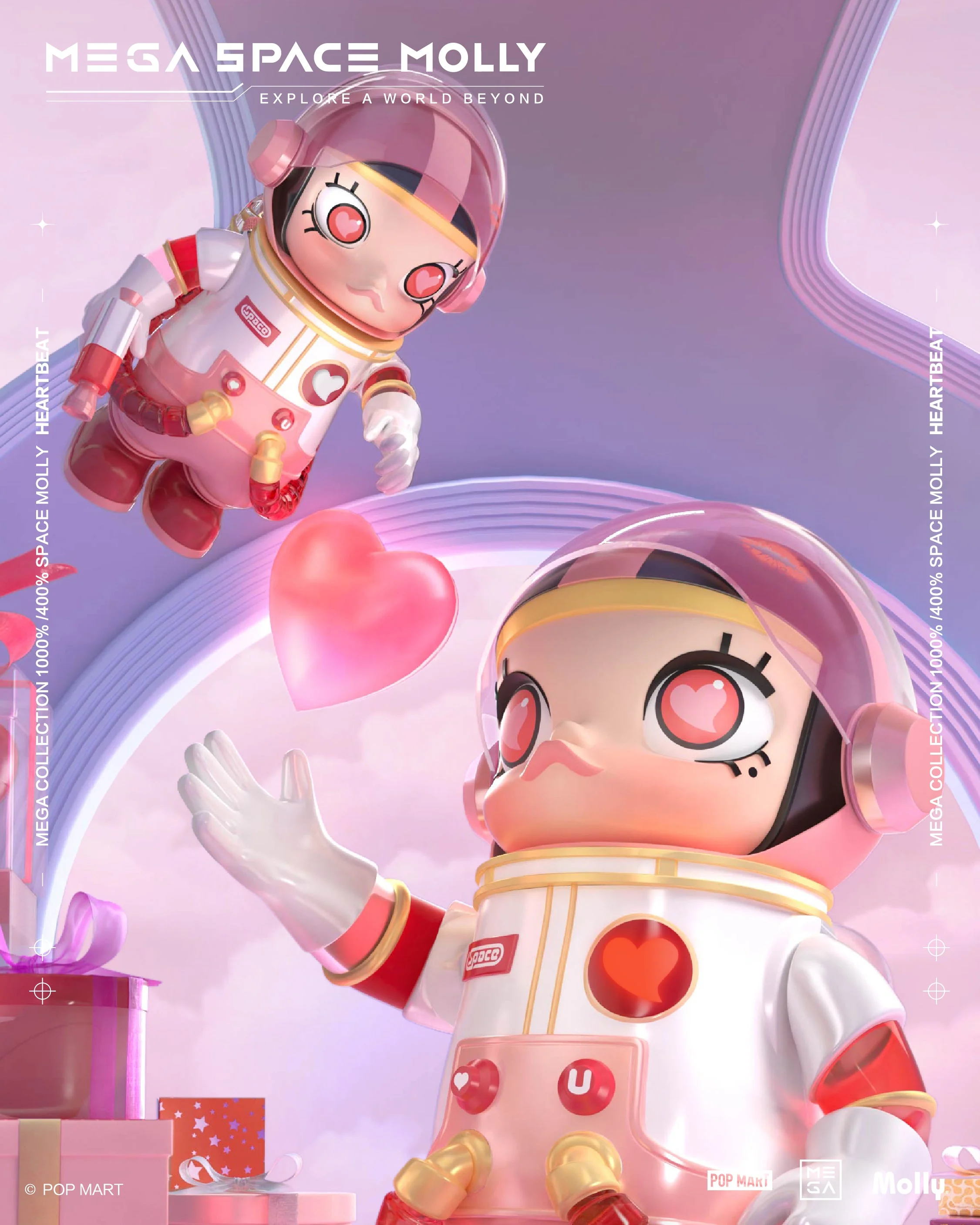 POP MART Mega Collection 400% Space Molly Heartbeat
