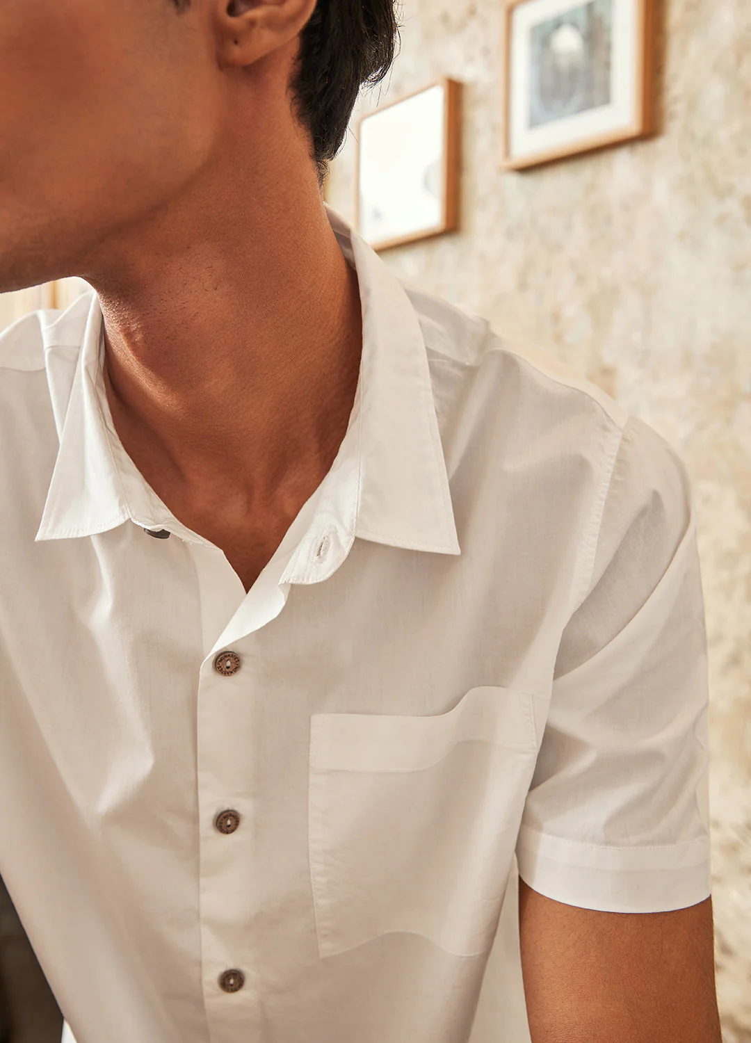 Coconut Milk Half-Sleeve Shirt