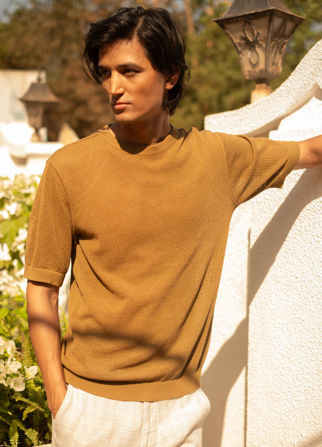 Gold Open-Knit Tee