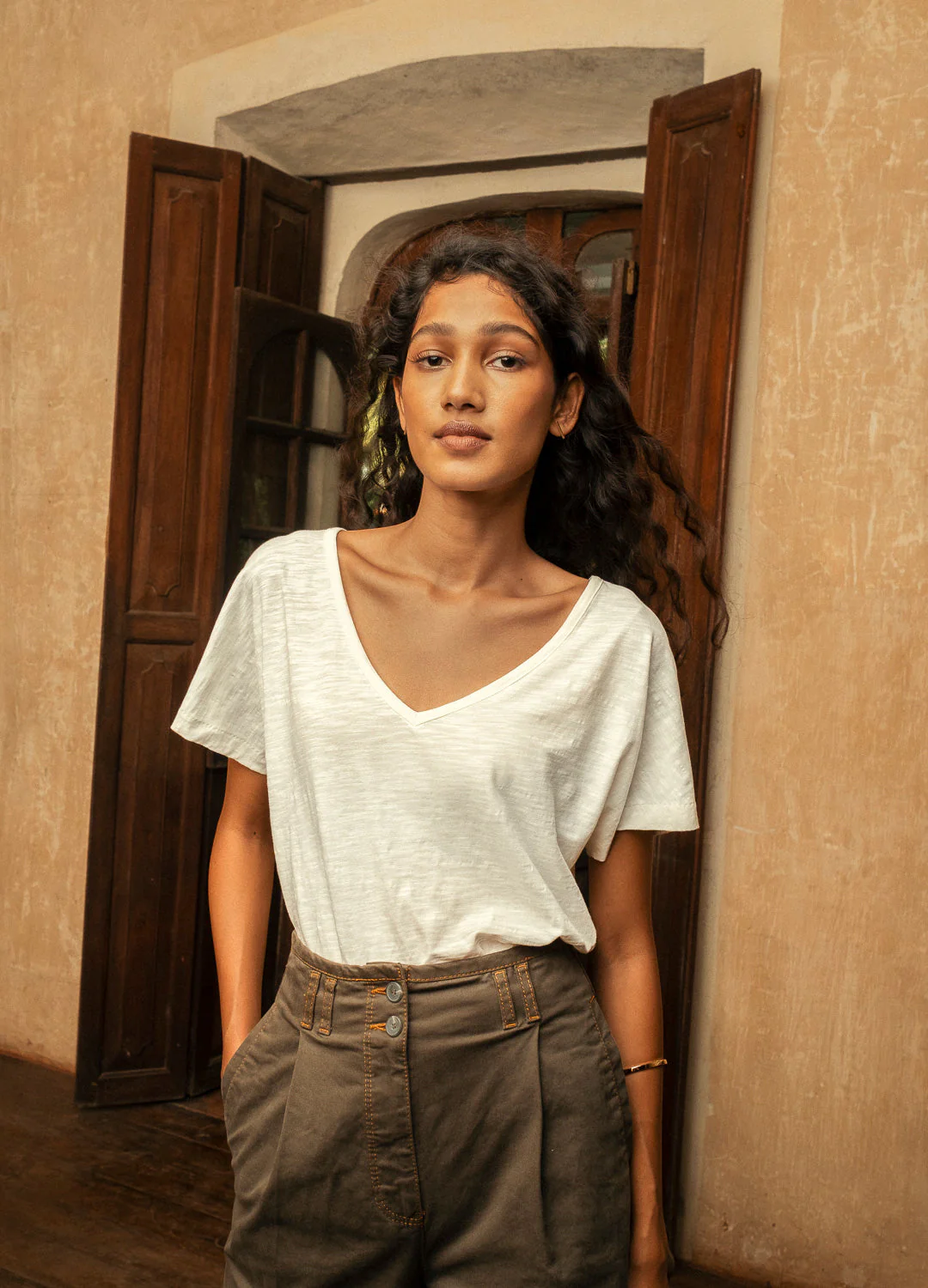 Coconut Milk V-Neck Tee