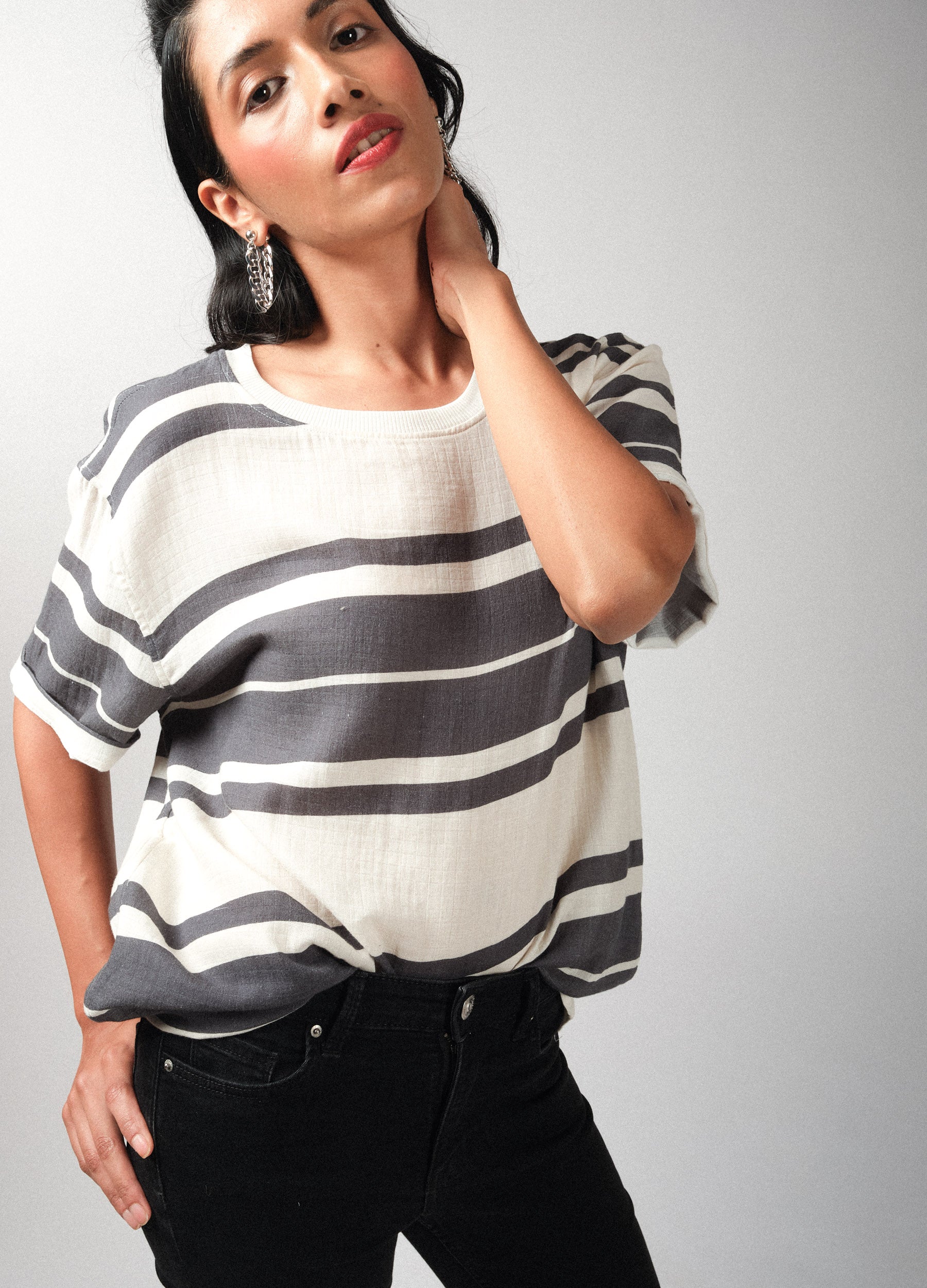 Shadow Stripe Muslin Tee