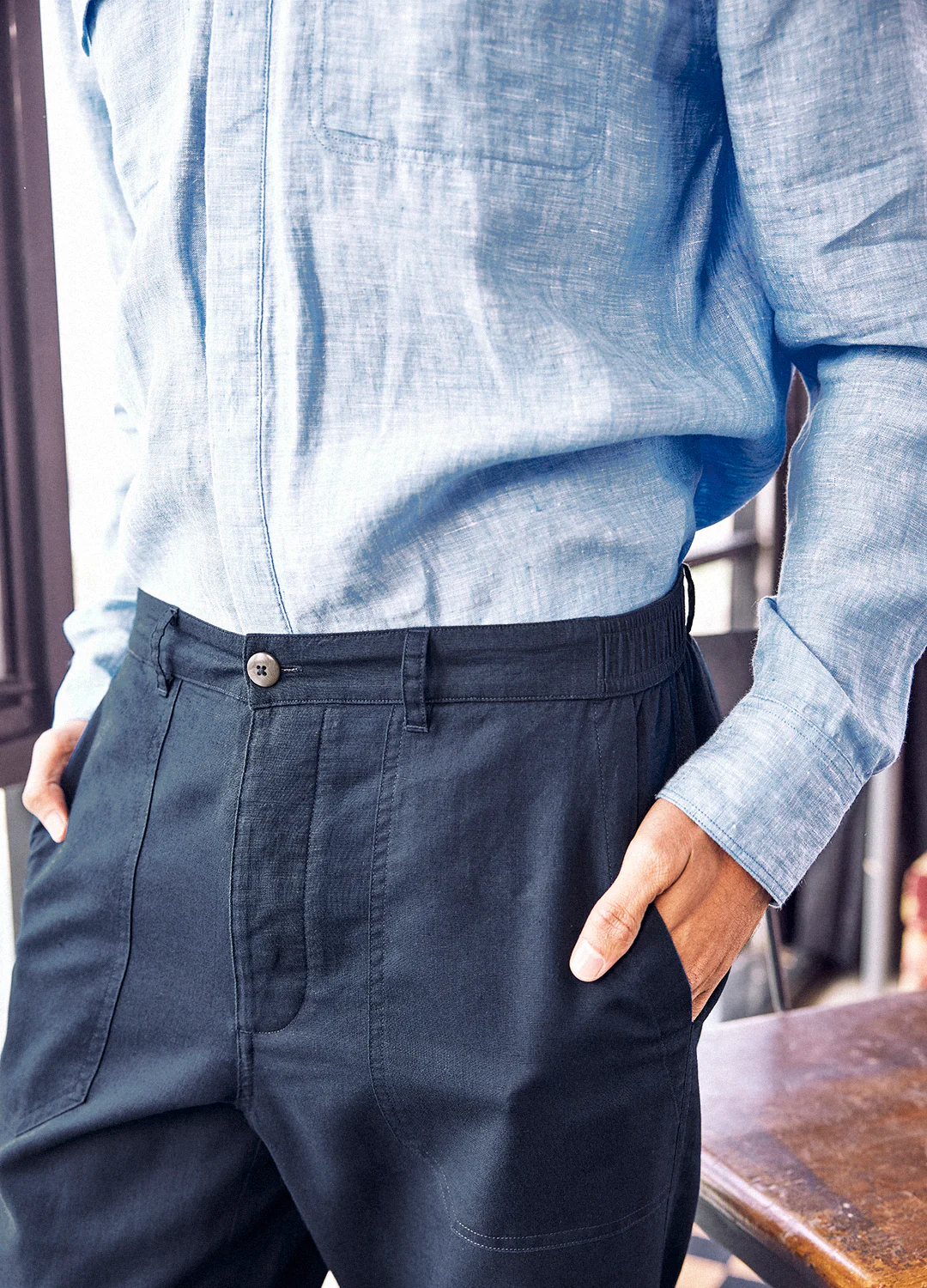 Burman Linen Pants In Navy