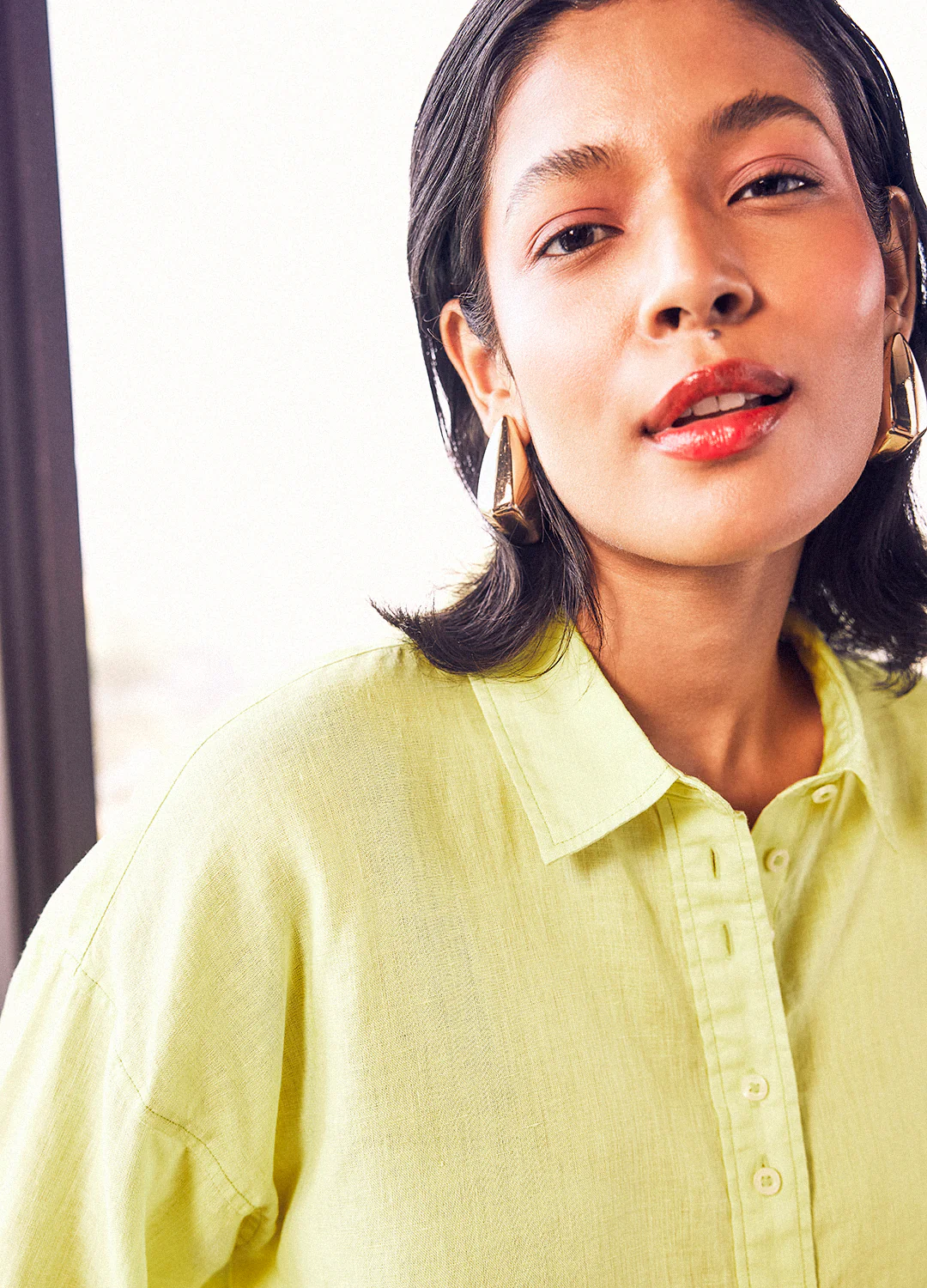 Nutan Linen Shirt In Lime