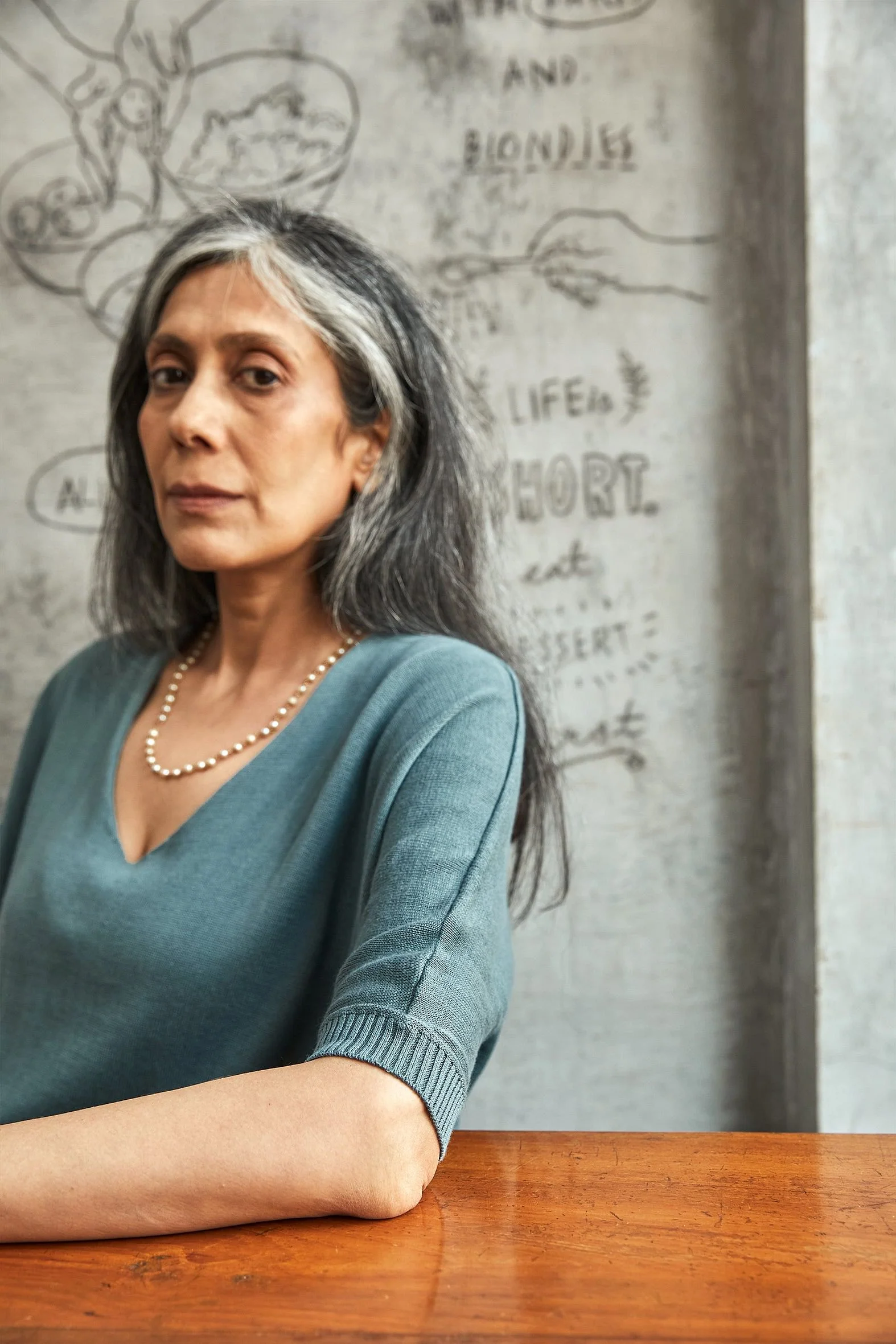 Vintage Blue Knit Top