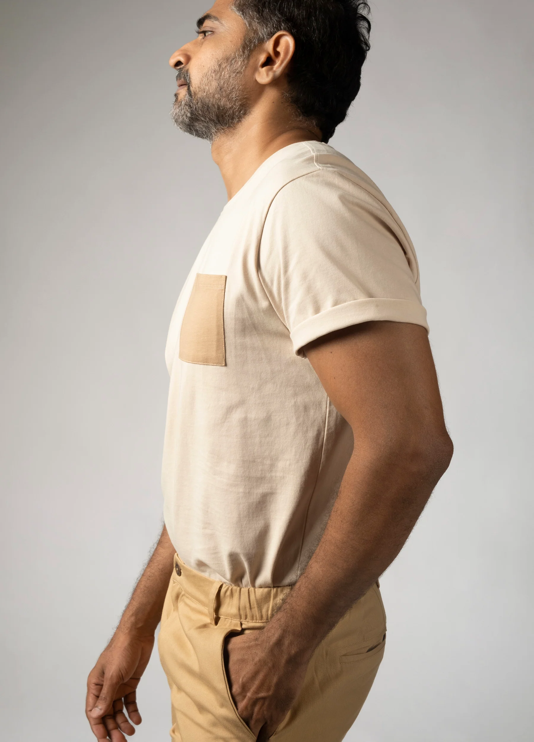 Tonal Beige Pocket Tee