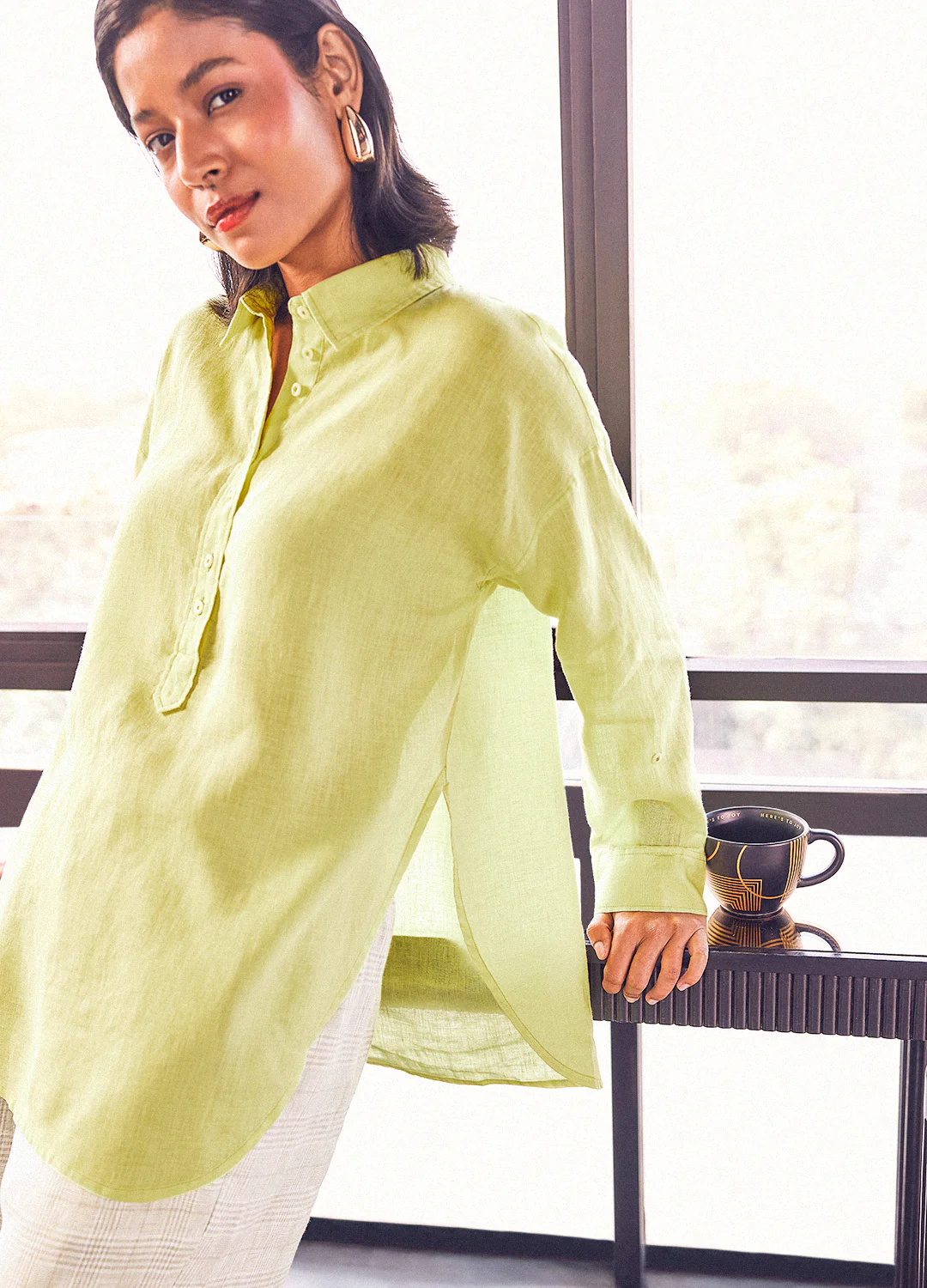 Nutan Linen Shirt In Lime