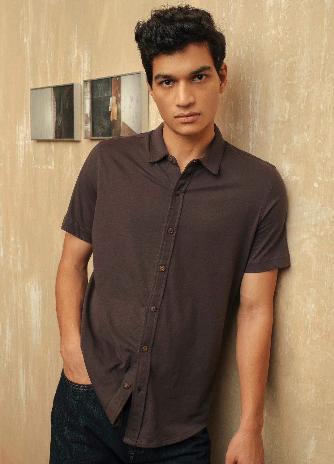 Charcoal Half-Sleeve Shirt