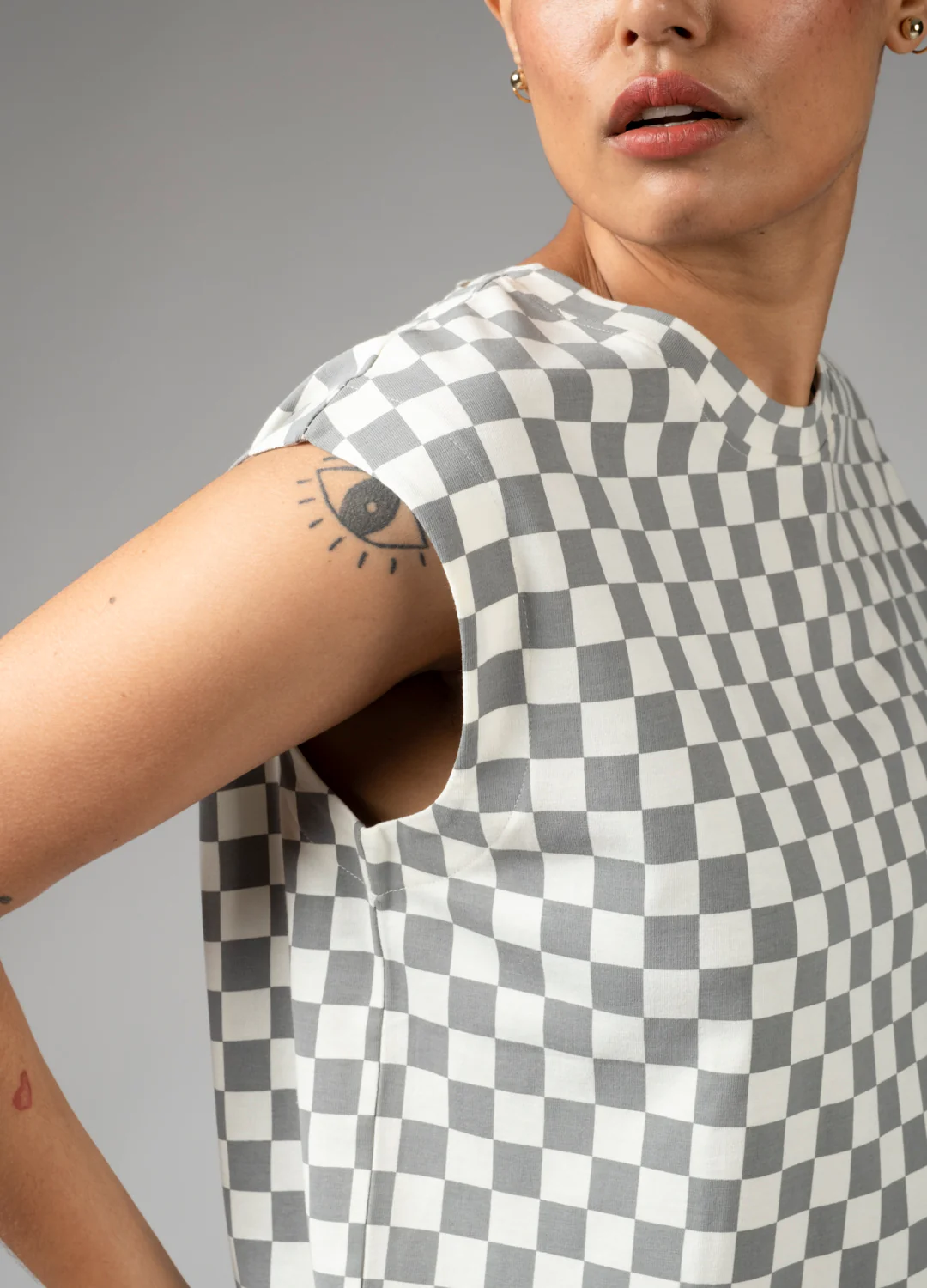 Mist Checkers Muscle Tee