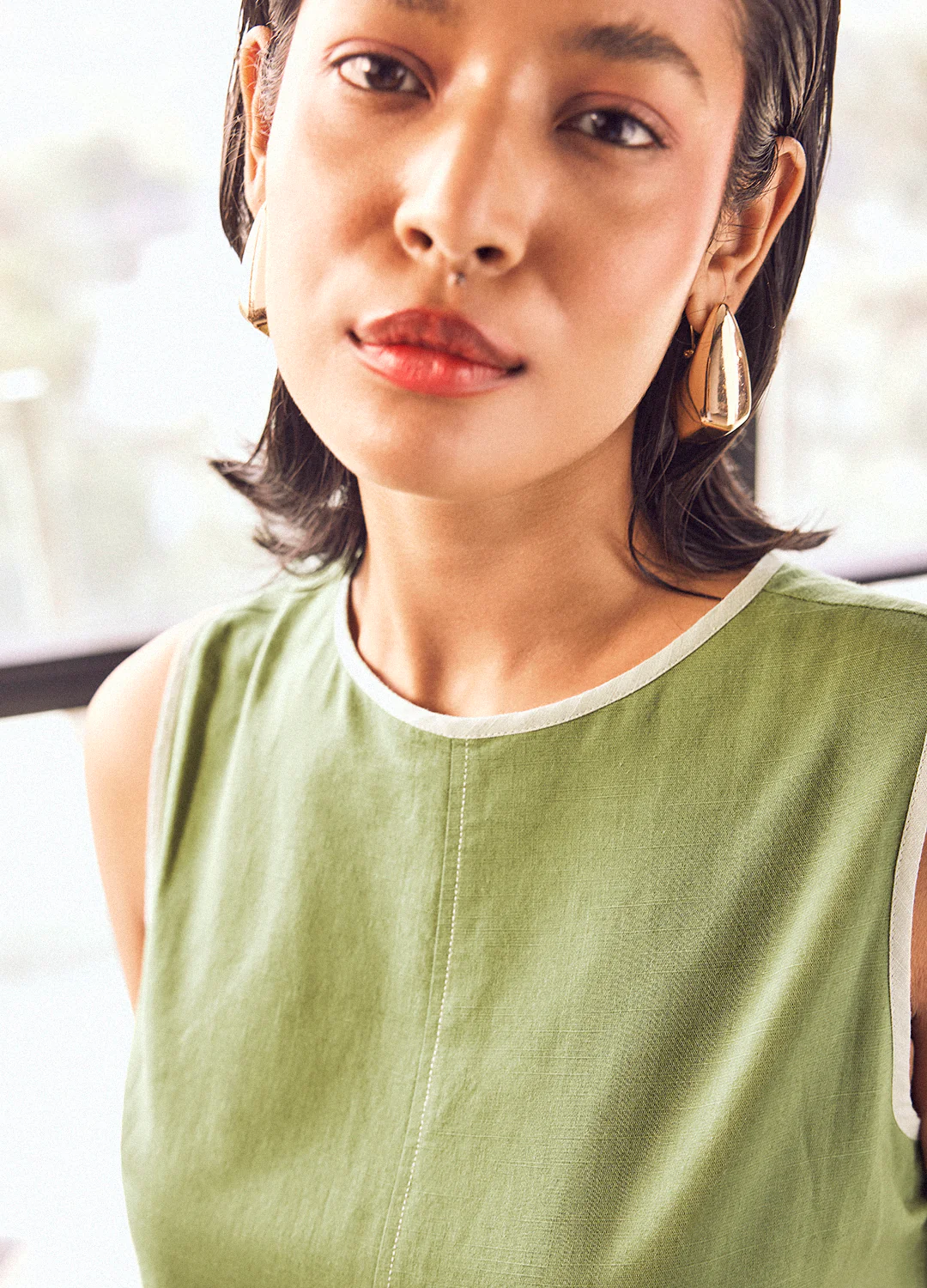 Helen Linen Jumpsuit In Olive