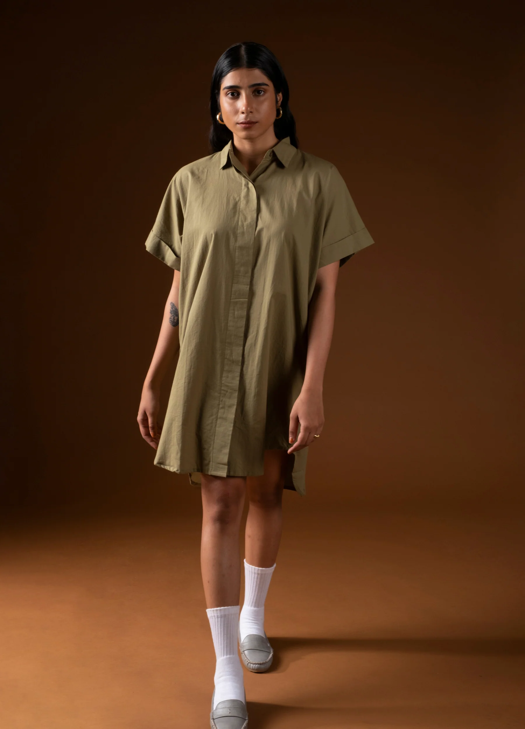 Olive Shirt Dress