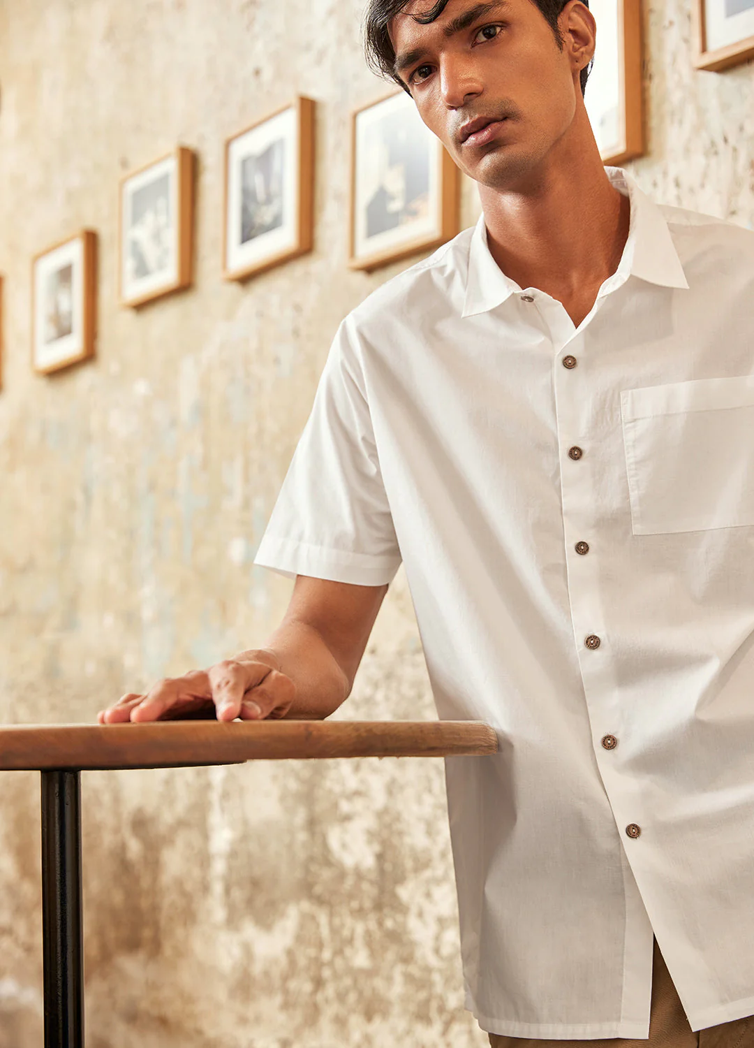 Coconut Milk Half-Sleeve Shirt