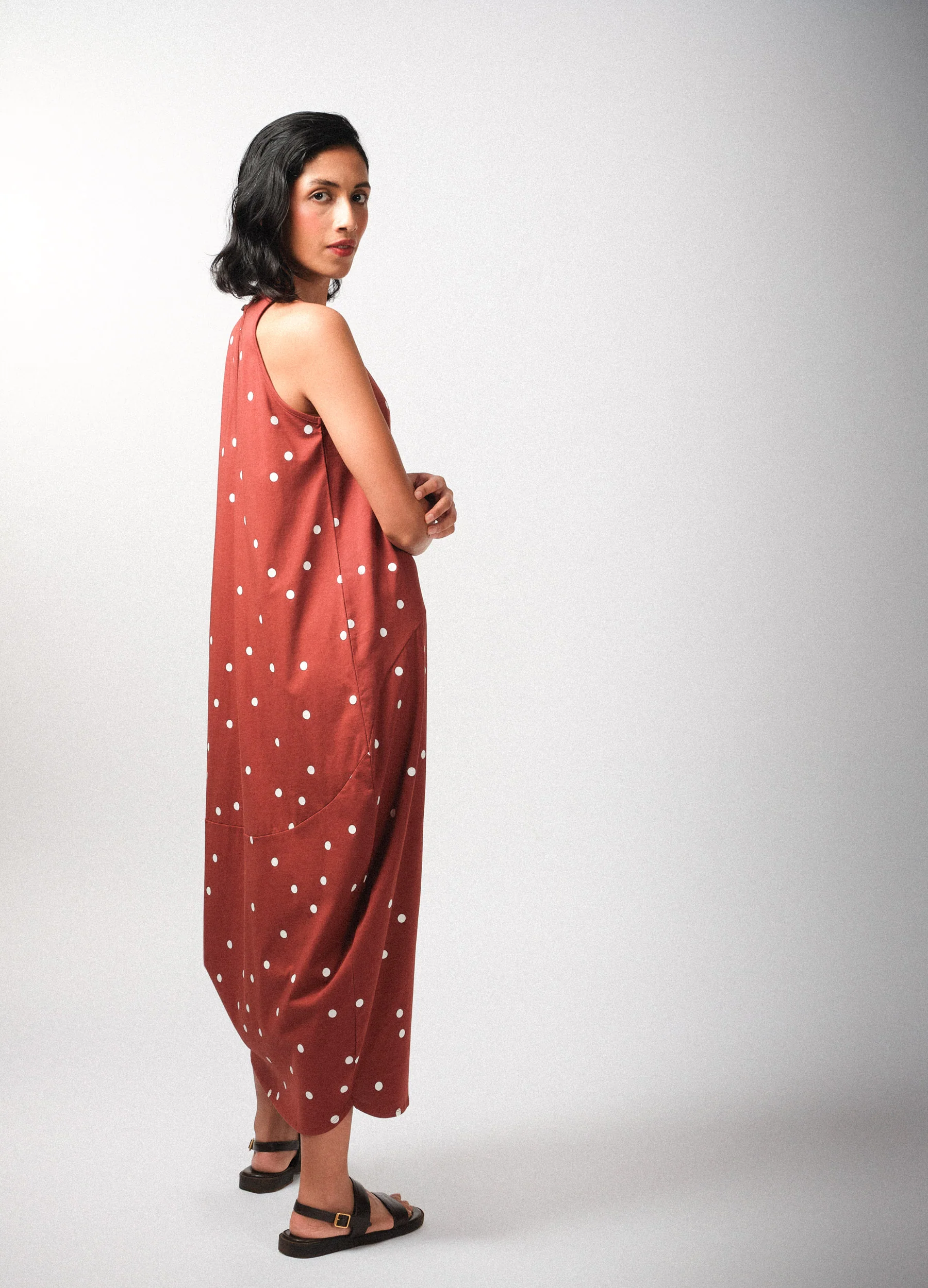 Cinnamon Polka Sack Dress