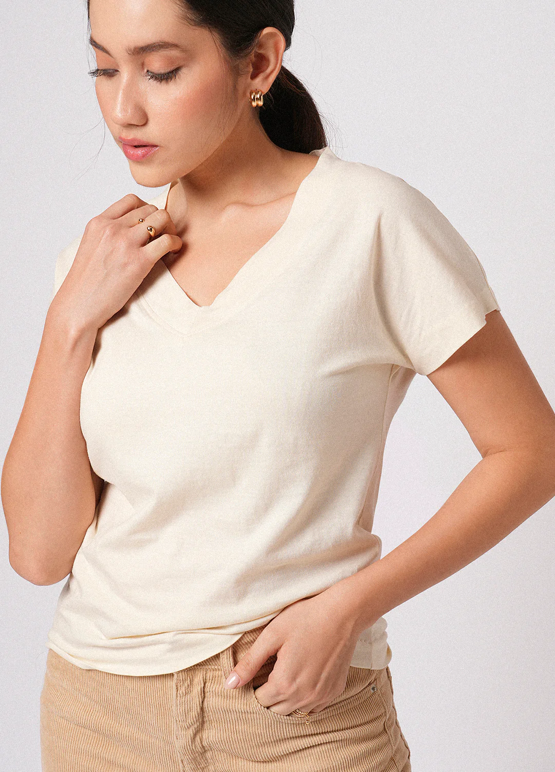 Vanilla V-Neck Tee