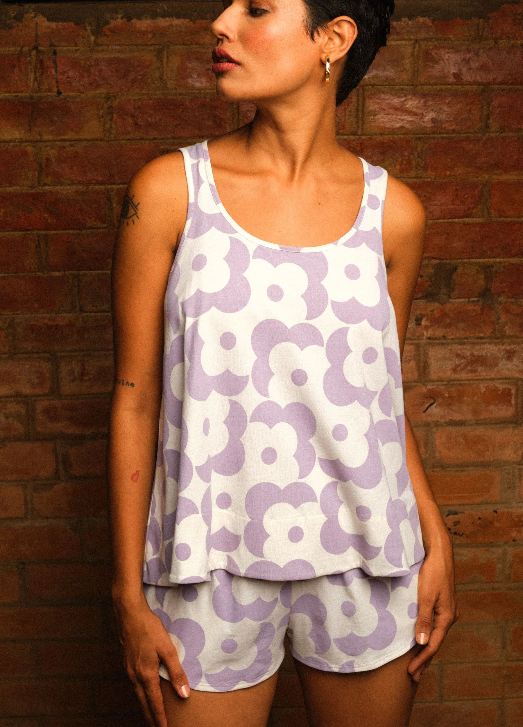 Lavender Floral Flared Tank