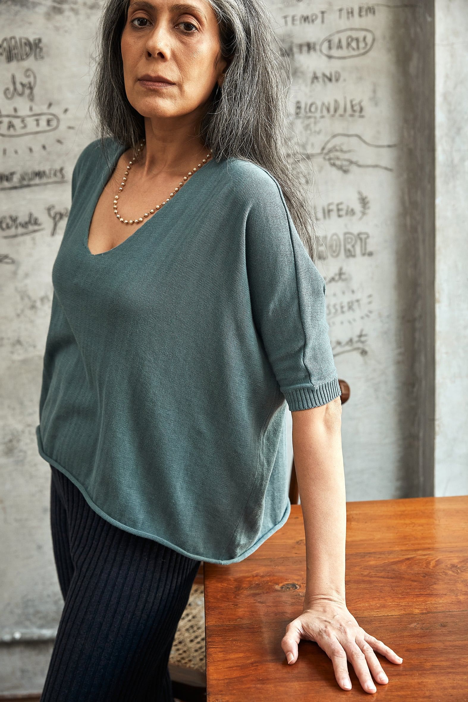 Vintage Blue Knit Top