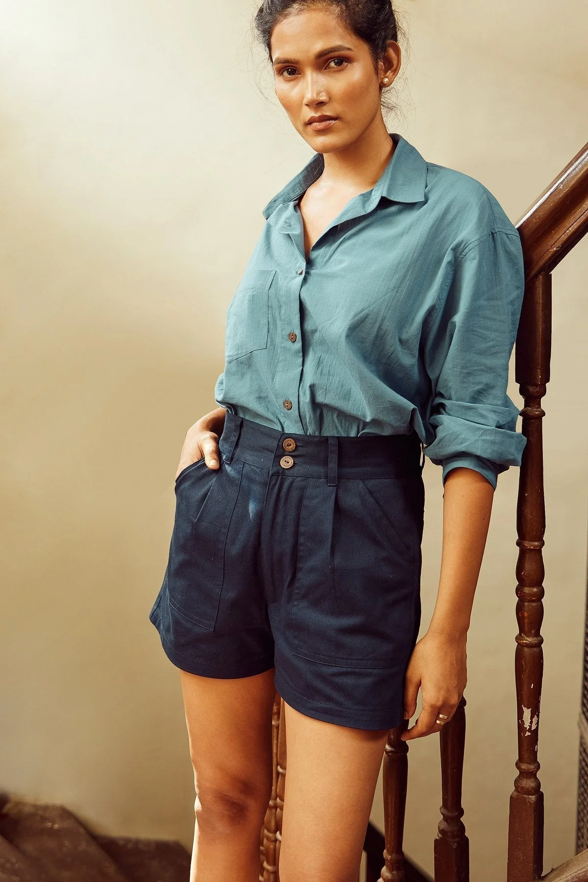 Indigo High-Rise Shorts