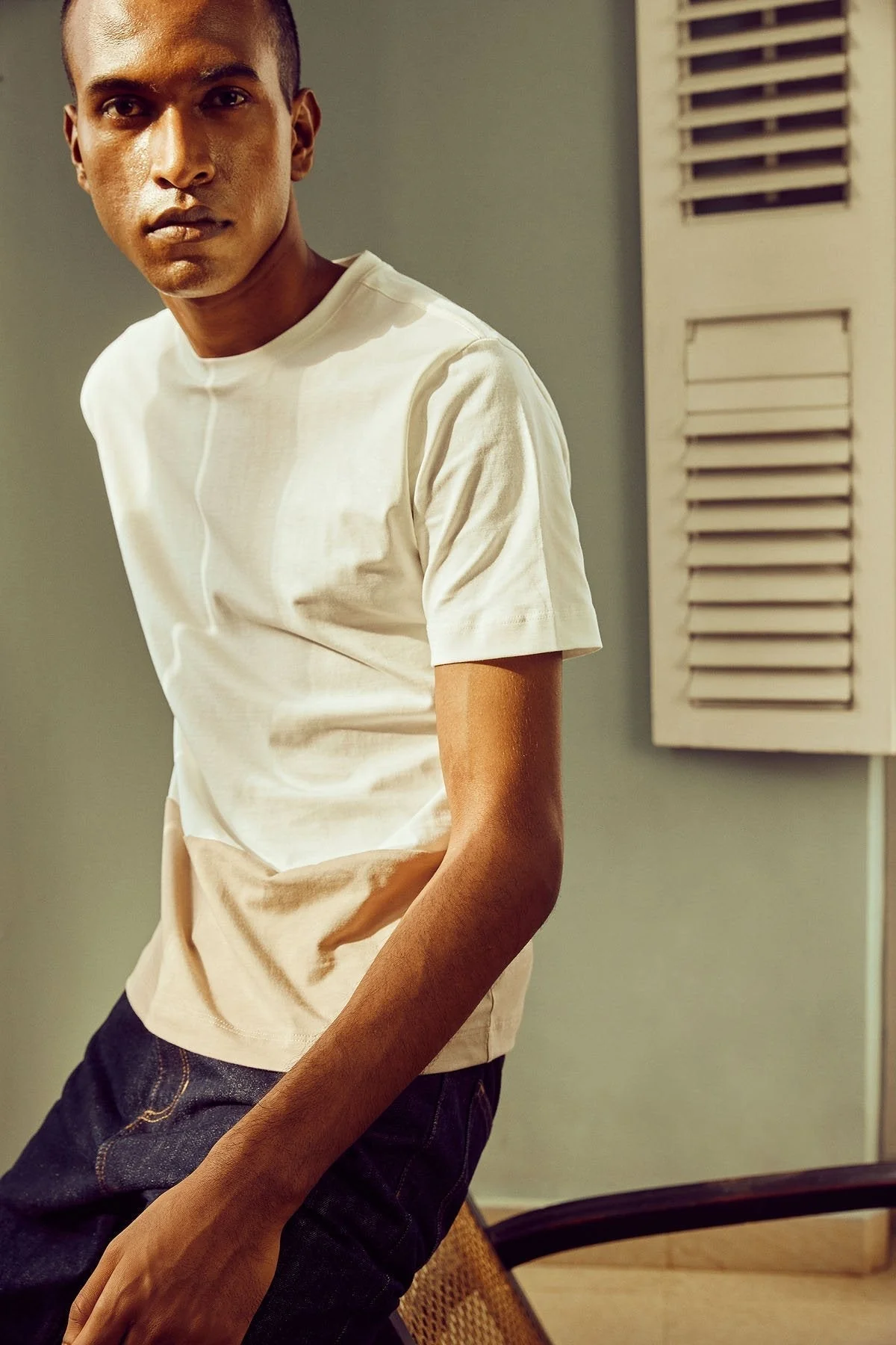 Sand Colour-Block Tee