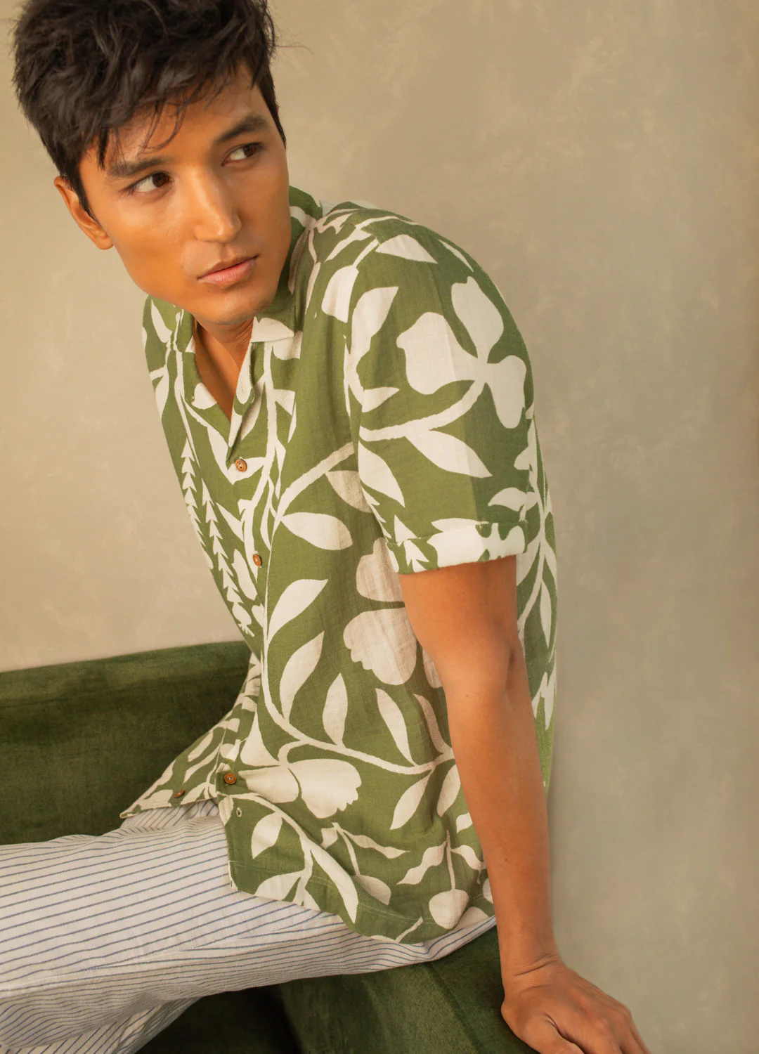 Matcha Garden Cuban Shirt