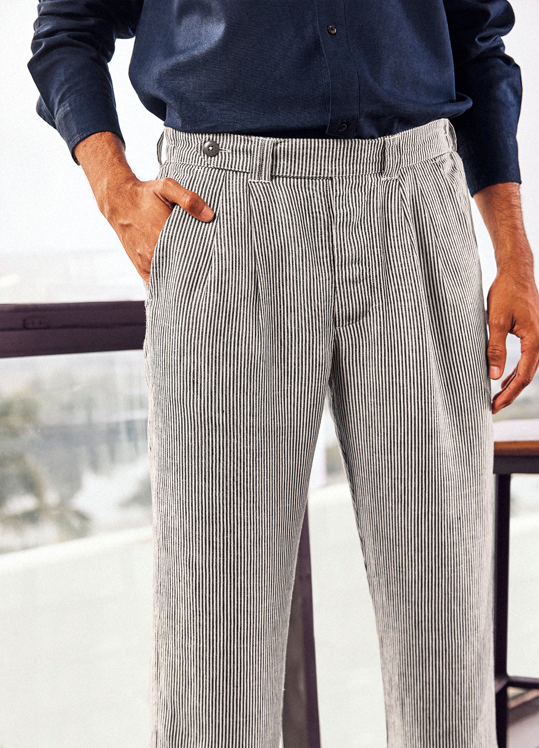 Kapoor Linen Pants In Stripes