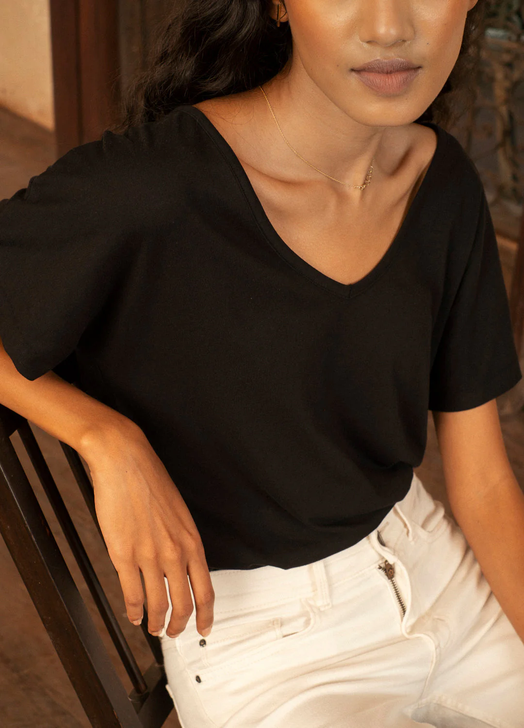 Black V-Neck Tee