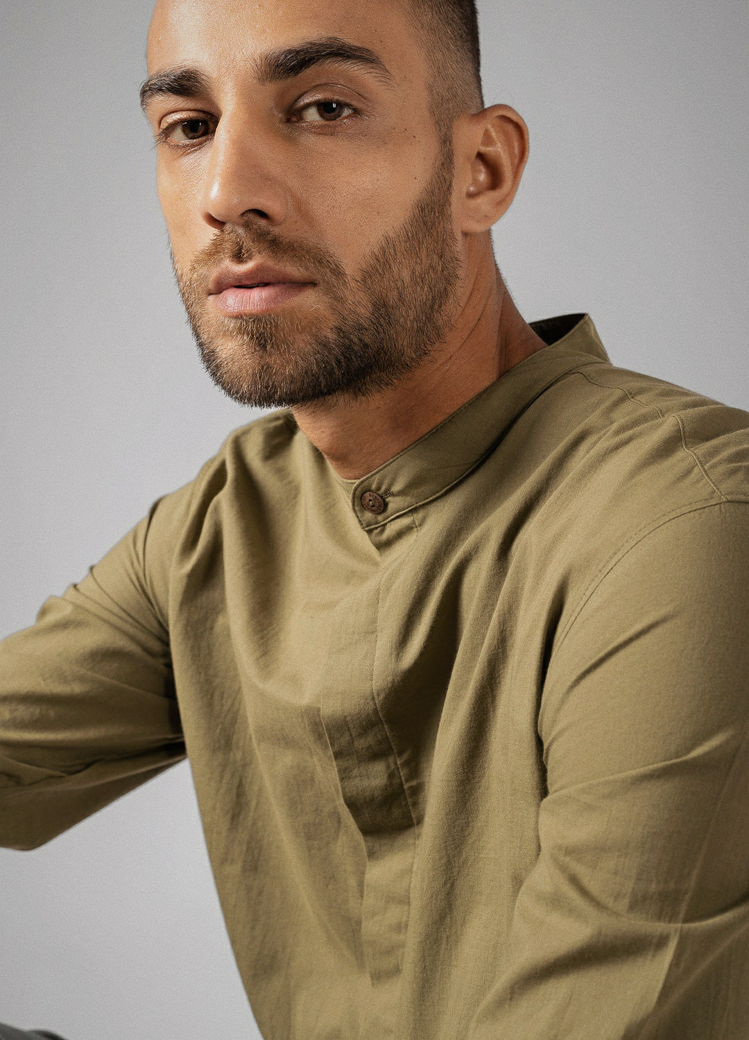 Olive Mandarin Shirt