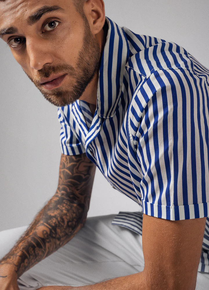 Cobalt Stripe Cuban Shirt