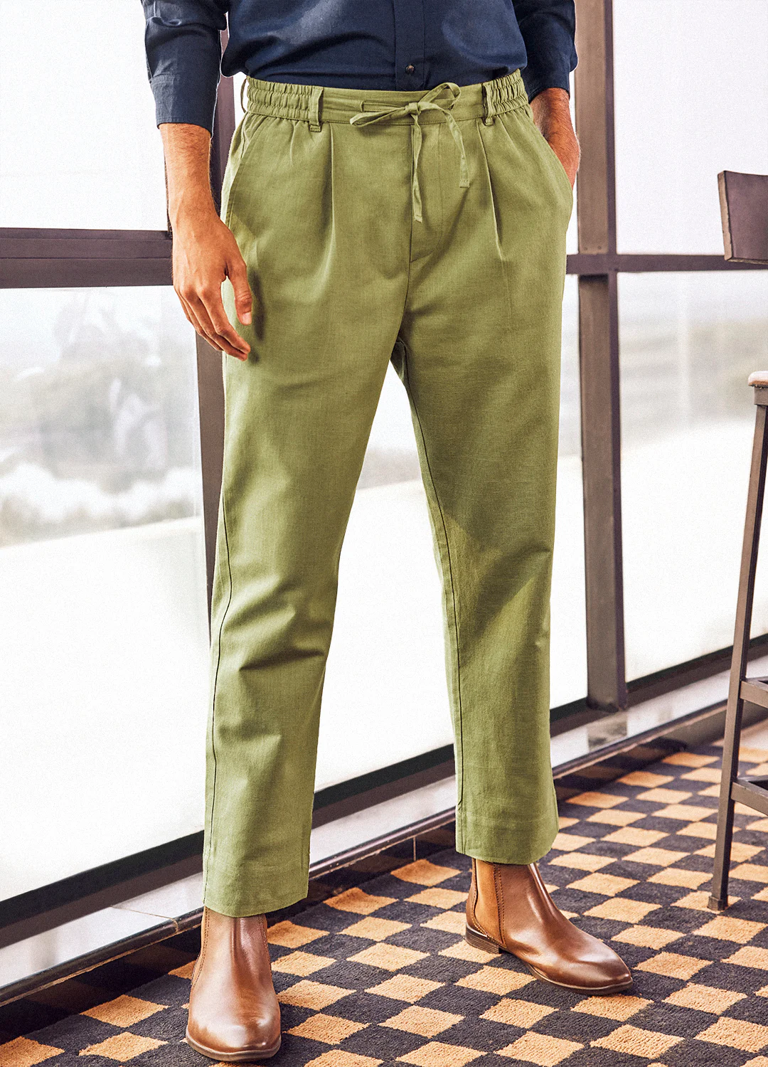 Rafi Linen Pants In Olive
