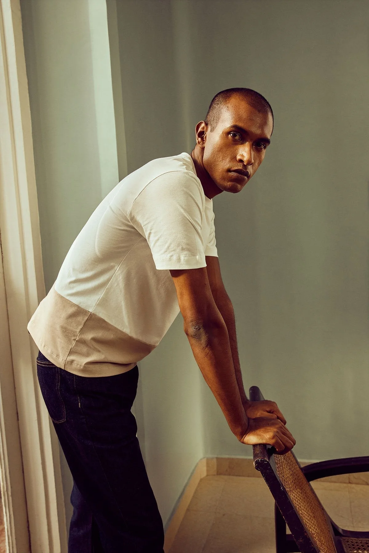 Sand Colour-Block Tee