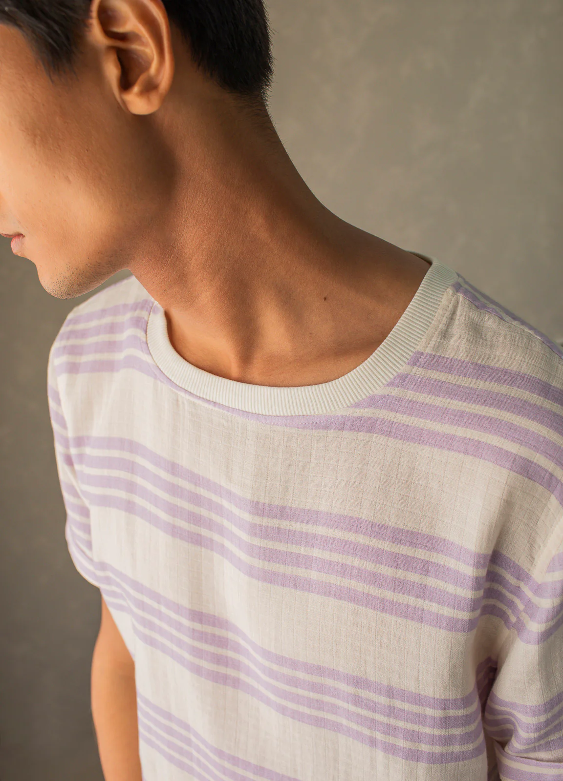 Lavender Stripe Muslin Tee