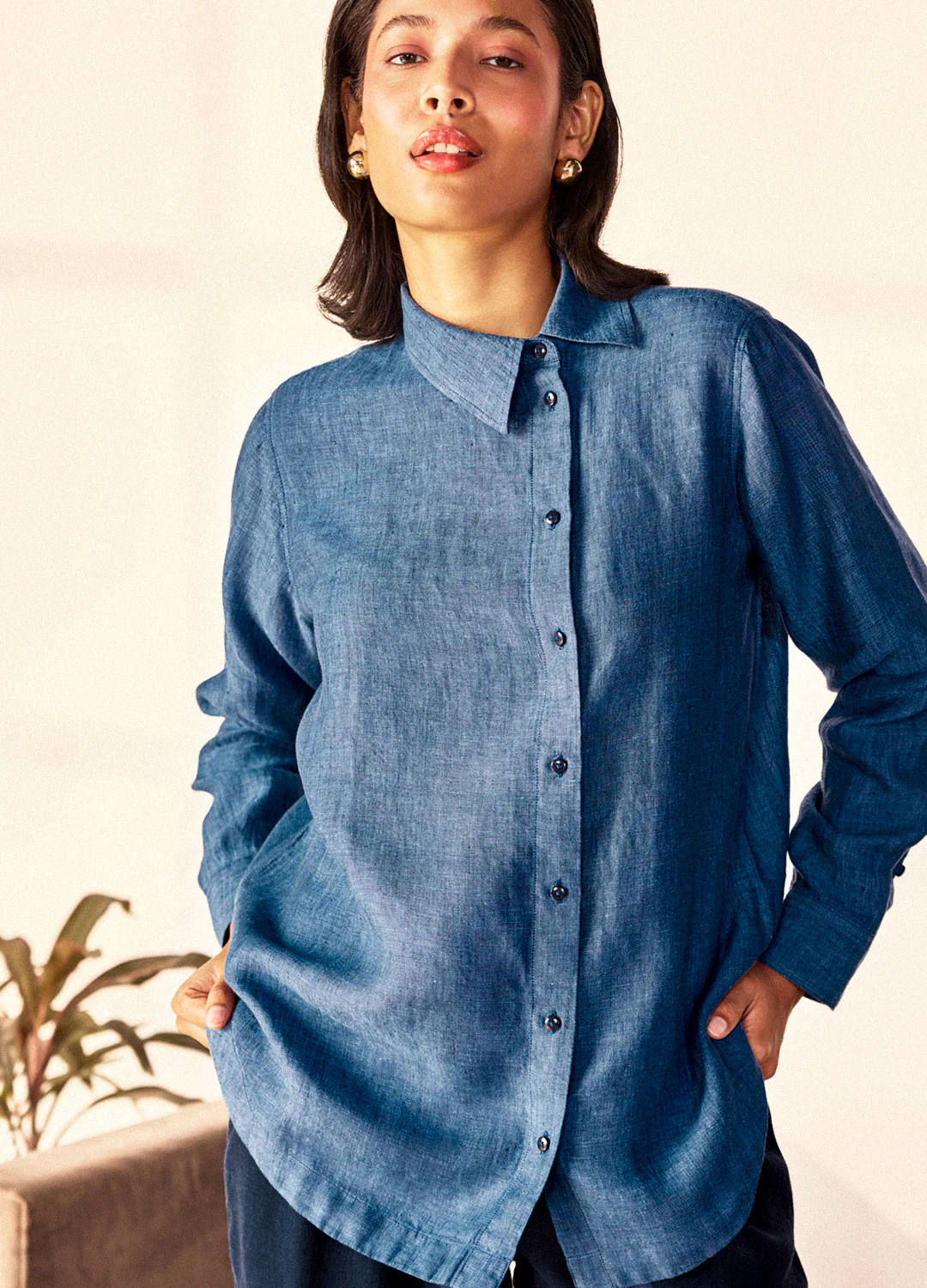 Sharmila Linen Shirt In Indigo