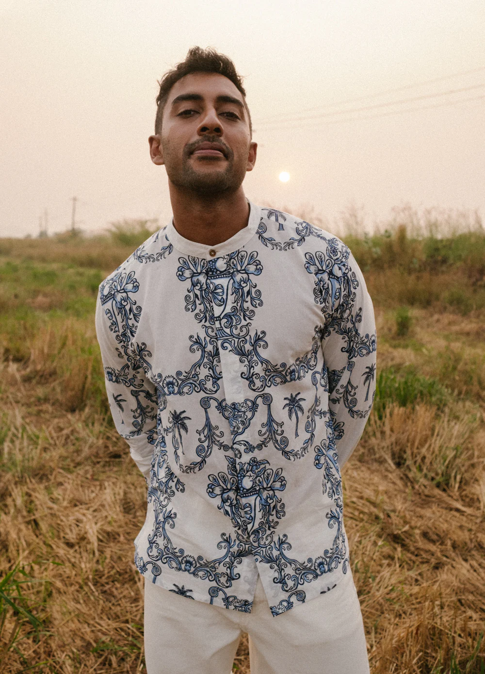 Azul Blue Mandarin Shirt