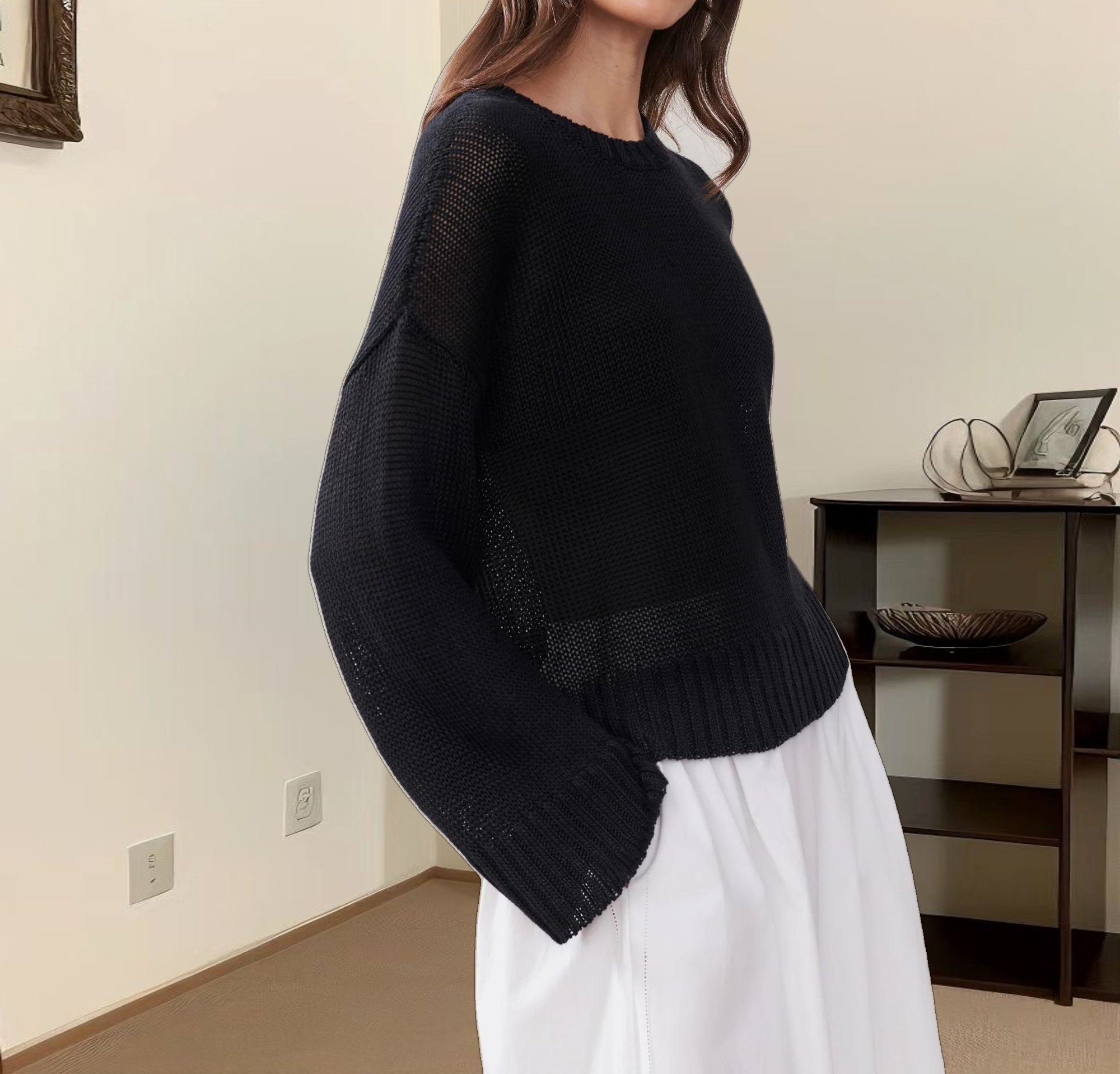 Cropped Linen Crewneck