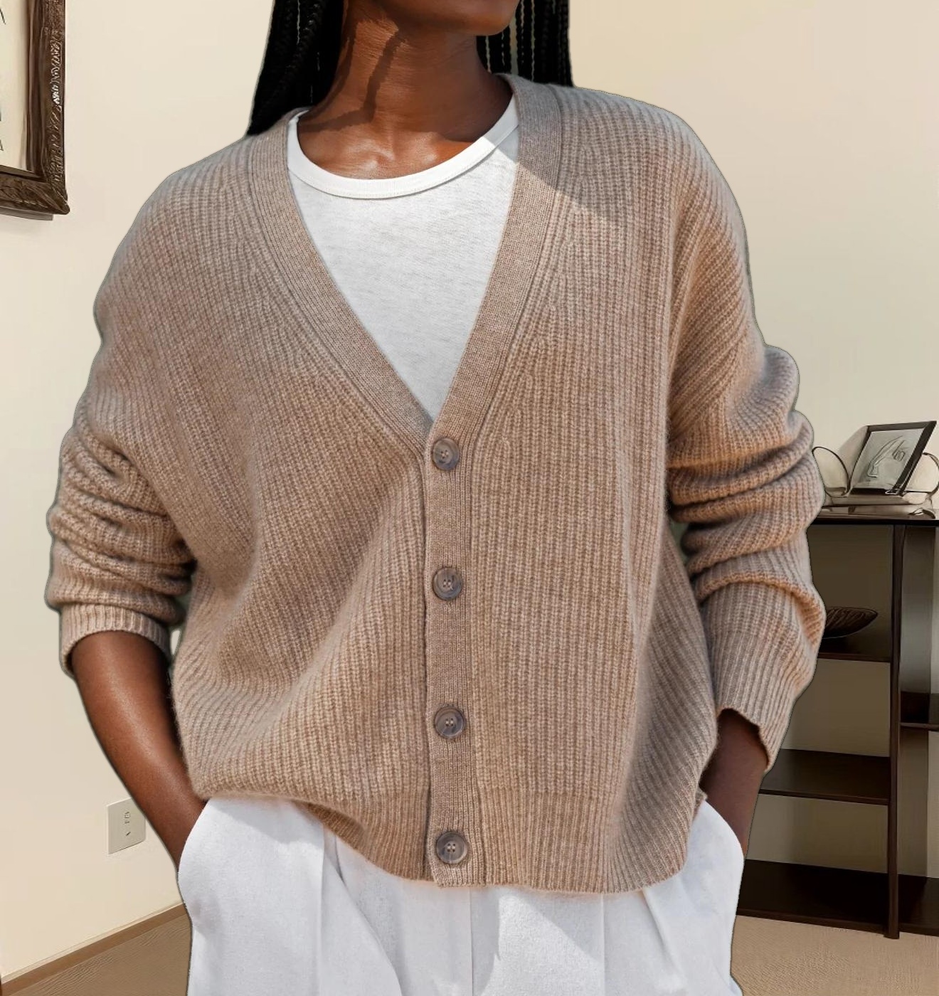 Cropped Cashmere Cocoon Cardigan