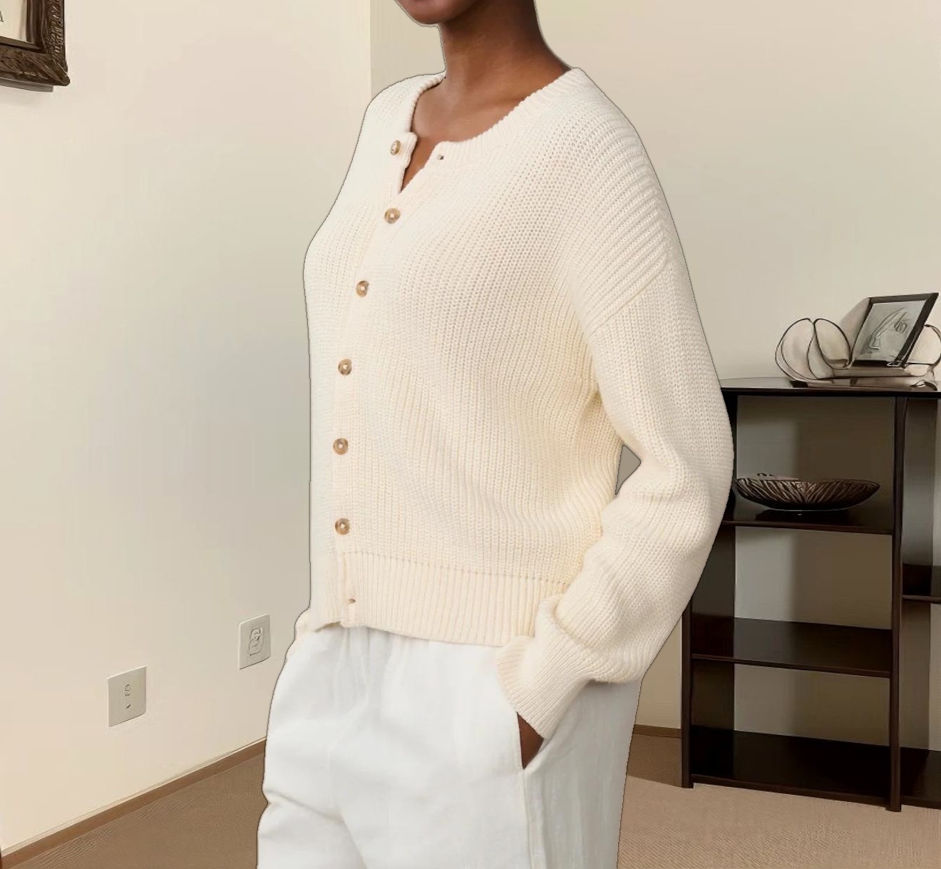 Cotton Hayes Crewneck Cardigan