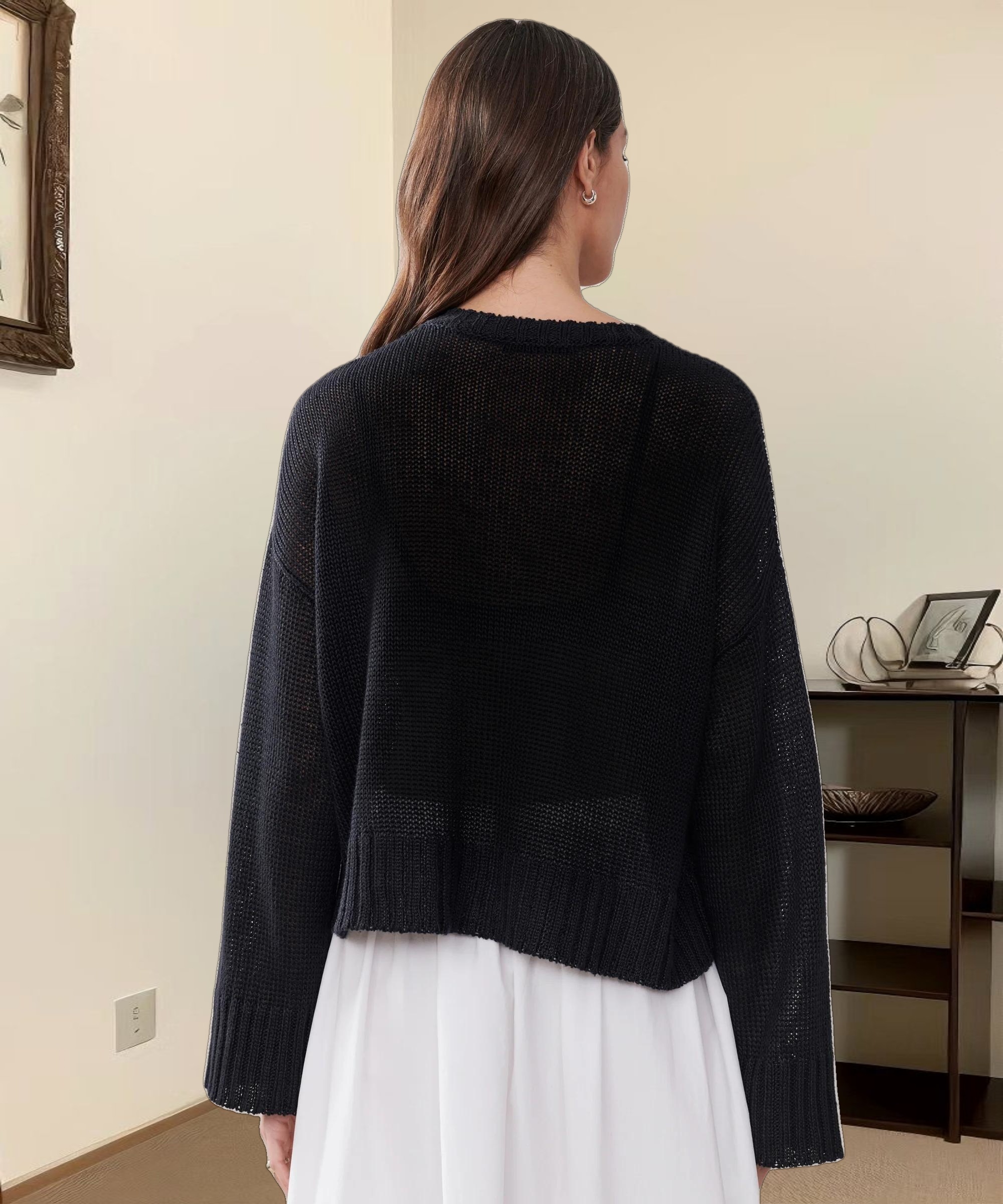 Cropped Linen Crewneck