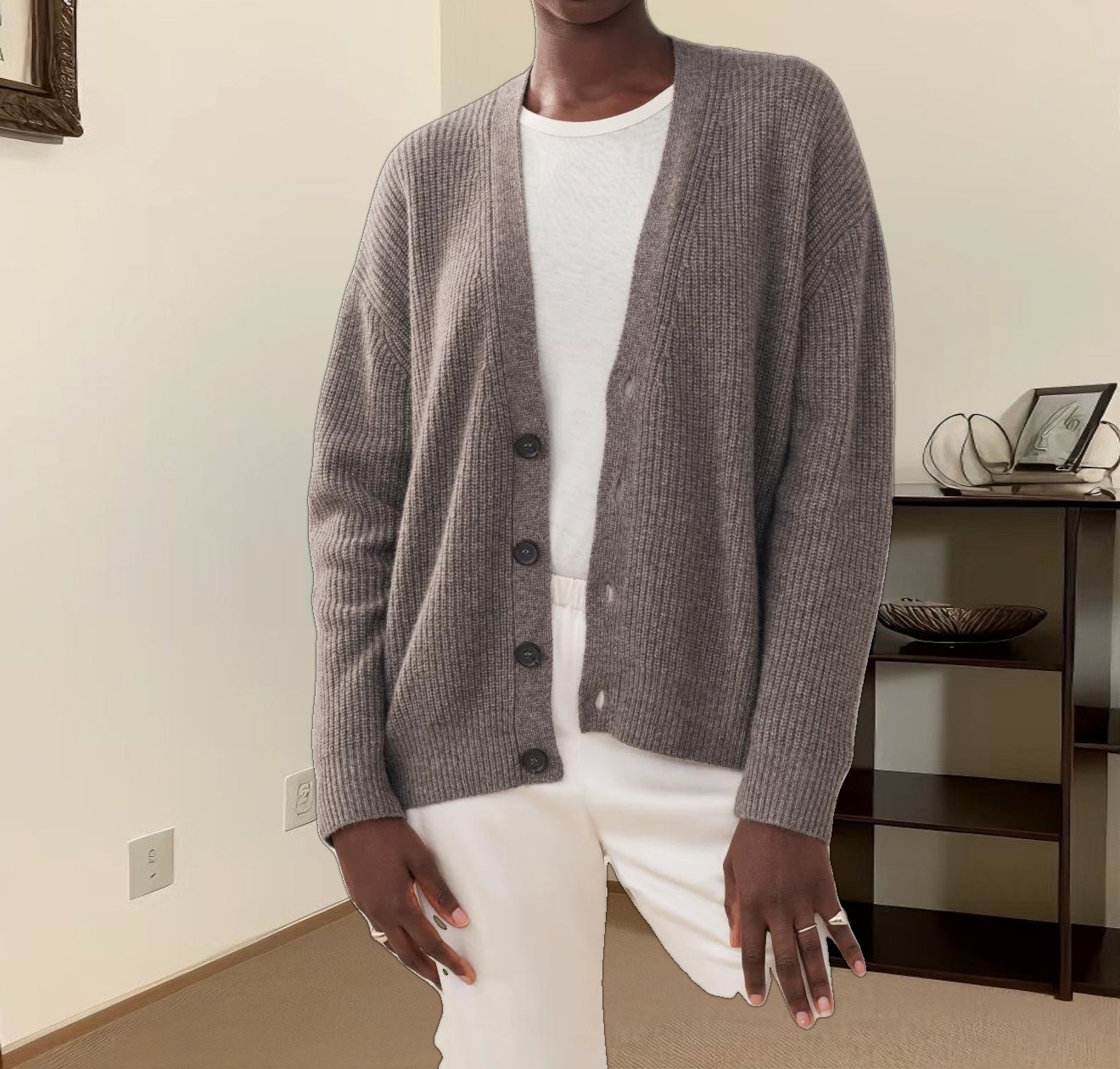 Cropped Cashmere Cocoon Cardigan