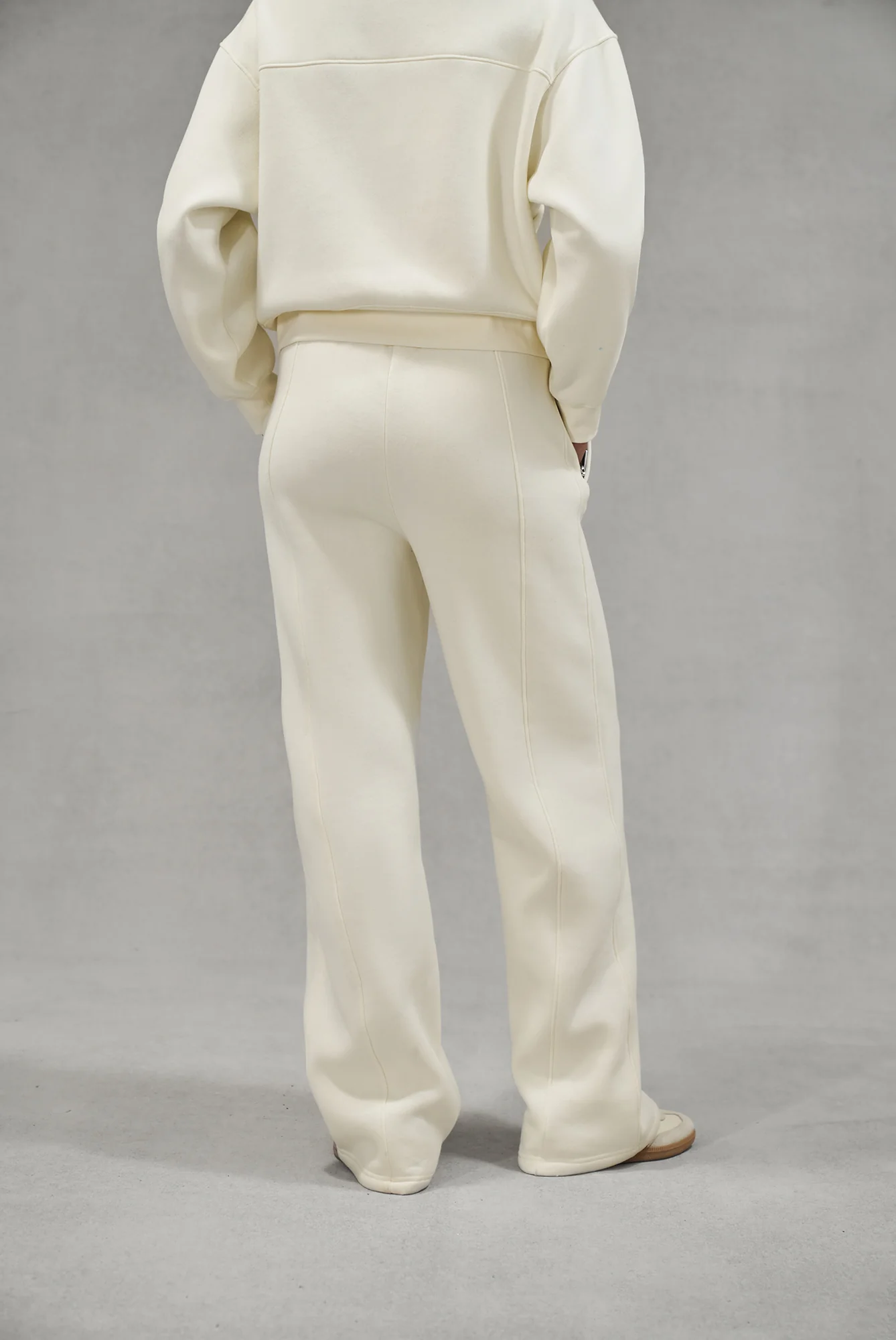 SEAM DETAIL CROSSOVER WAISTBAND JOGGERS - OFF WHITE