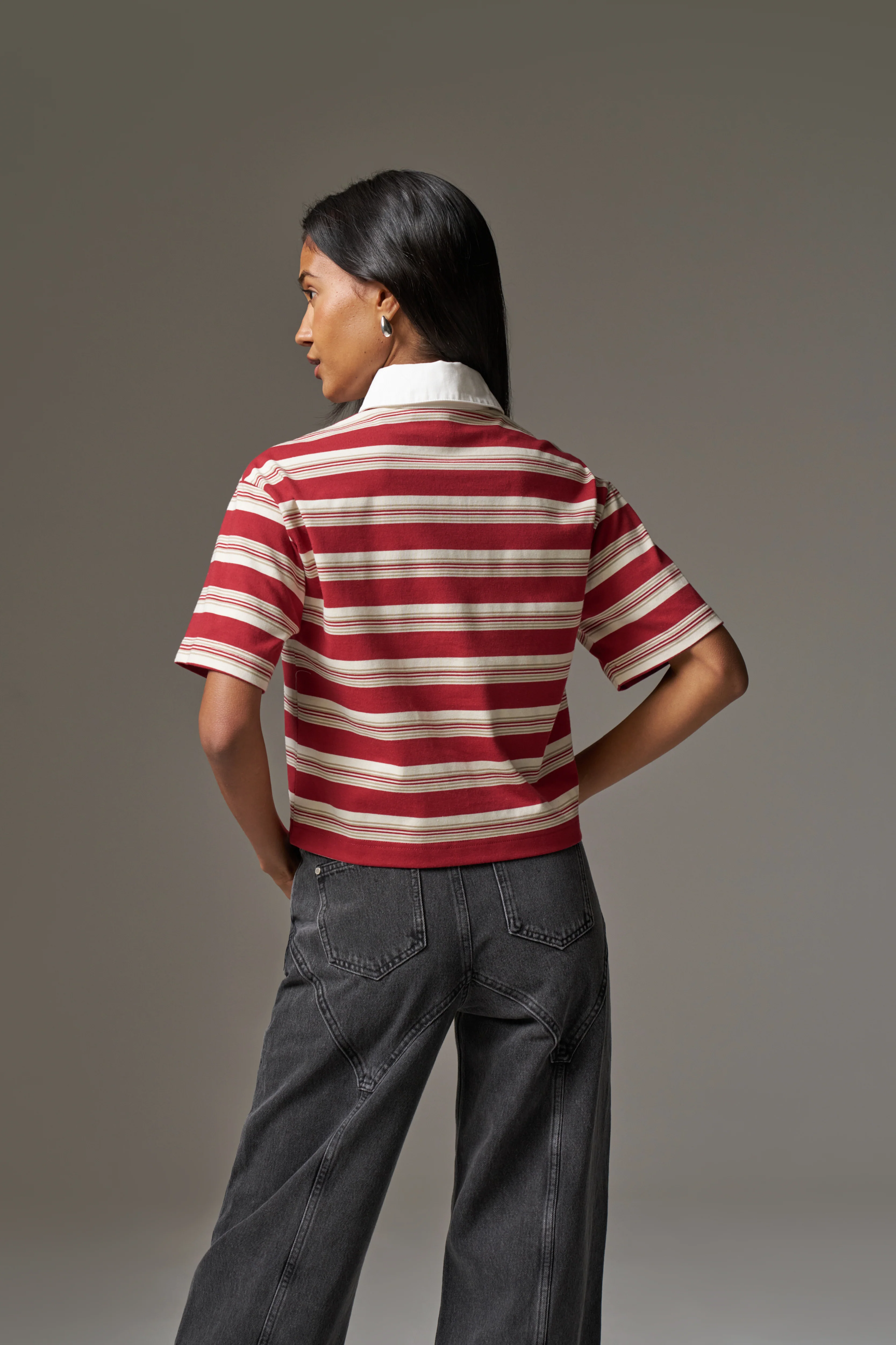 STRIPED POLO TEE - RED